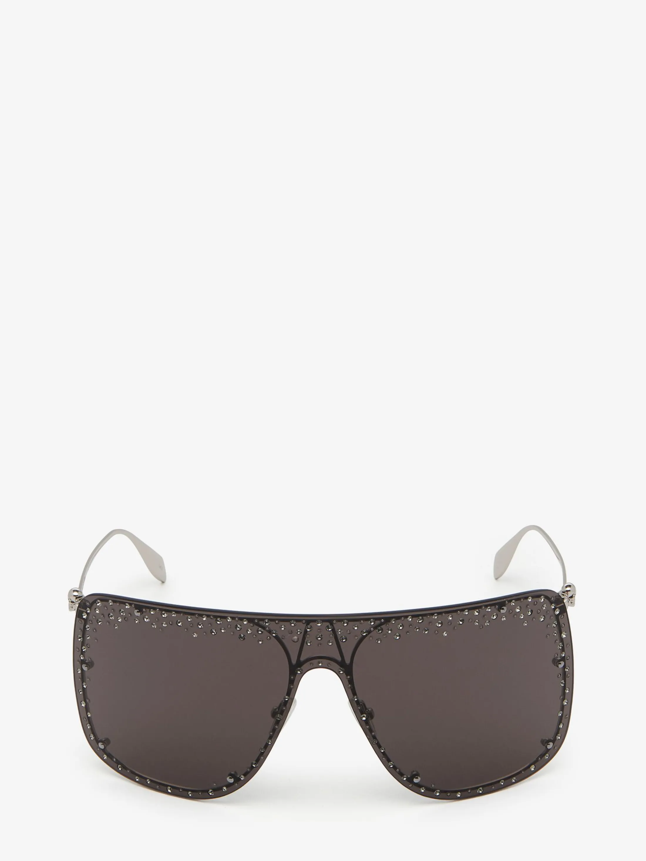 Hot Alexander McQueen Jewelled Skull Mask Sunglasses in Silver/Smoke