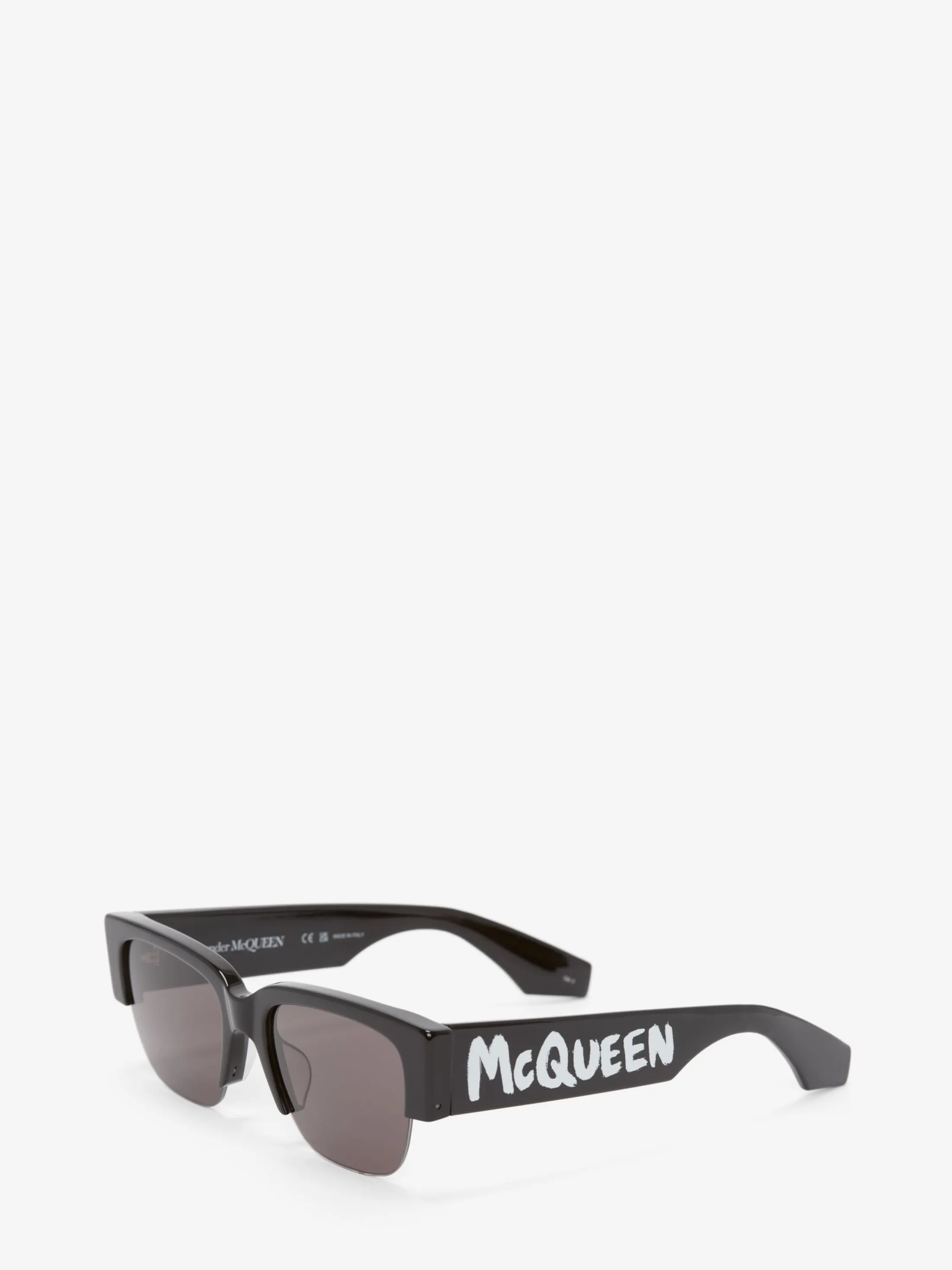 Discount Alexander McQueen McQueen Graffiti Square Sunglasses in Black/Smoke