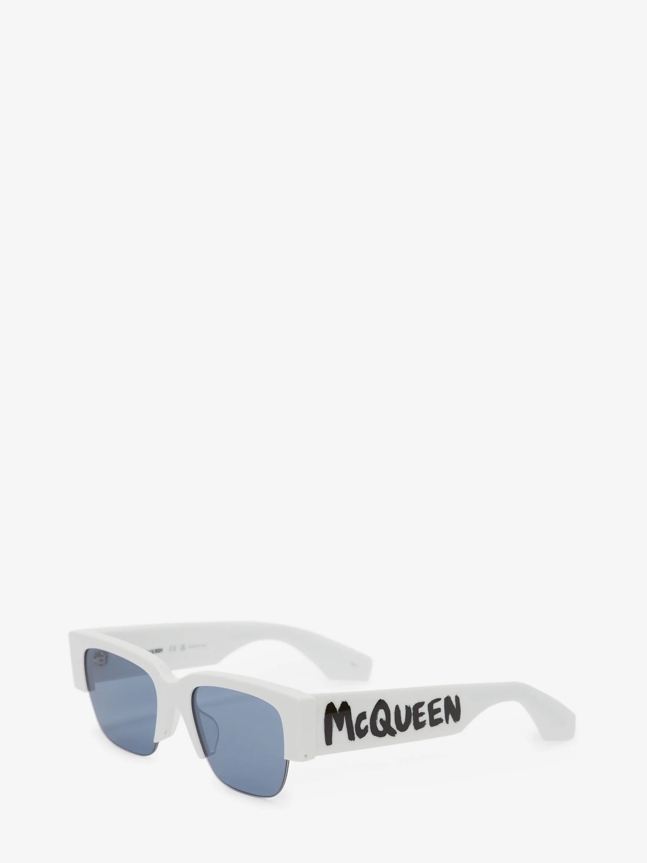 New Alexander McQueen McQueen Graffiti Square Sunglasses in White/Blue