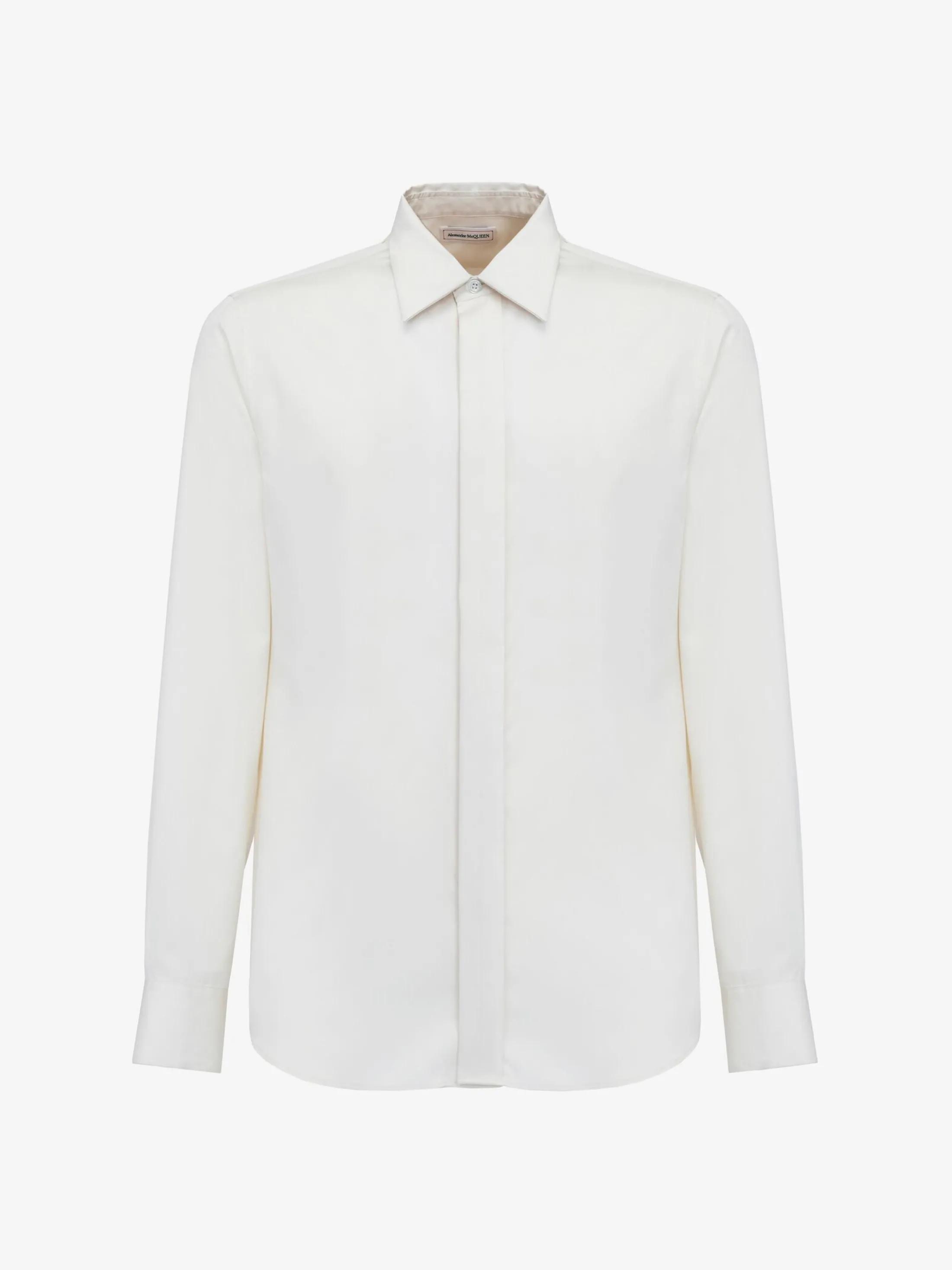 Store Alexander McQueen Men's Concealed Placket Shirt in Ivory