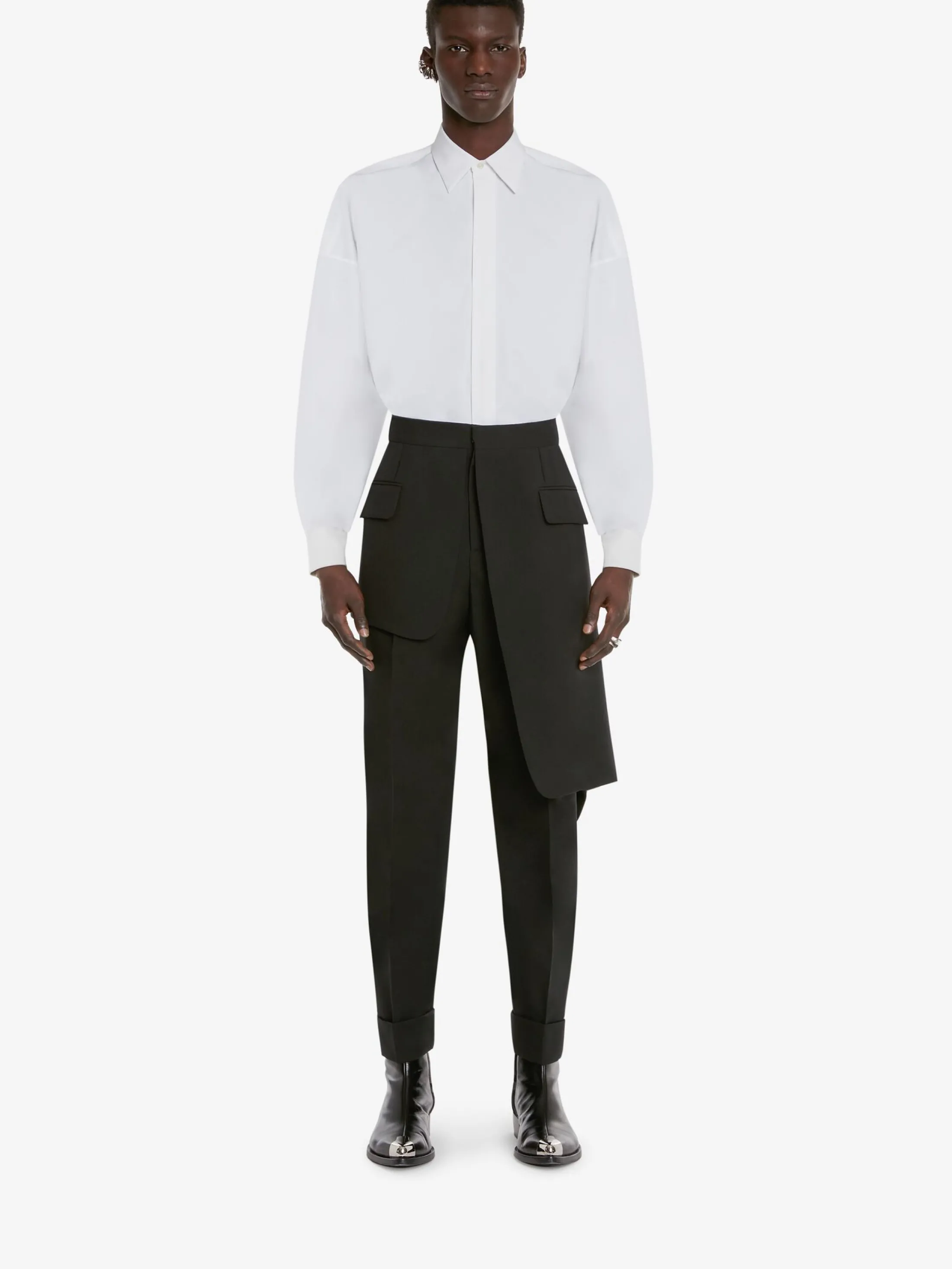 Hot Alexander McQueen Men's Cotton Poplin Shirt in WHITE