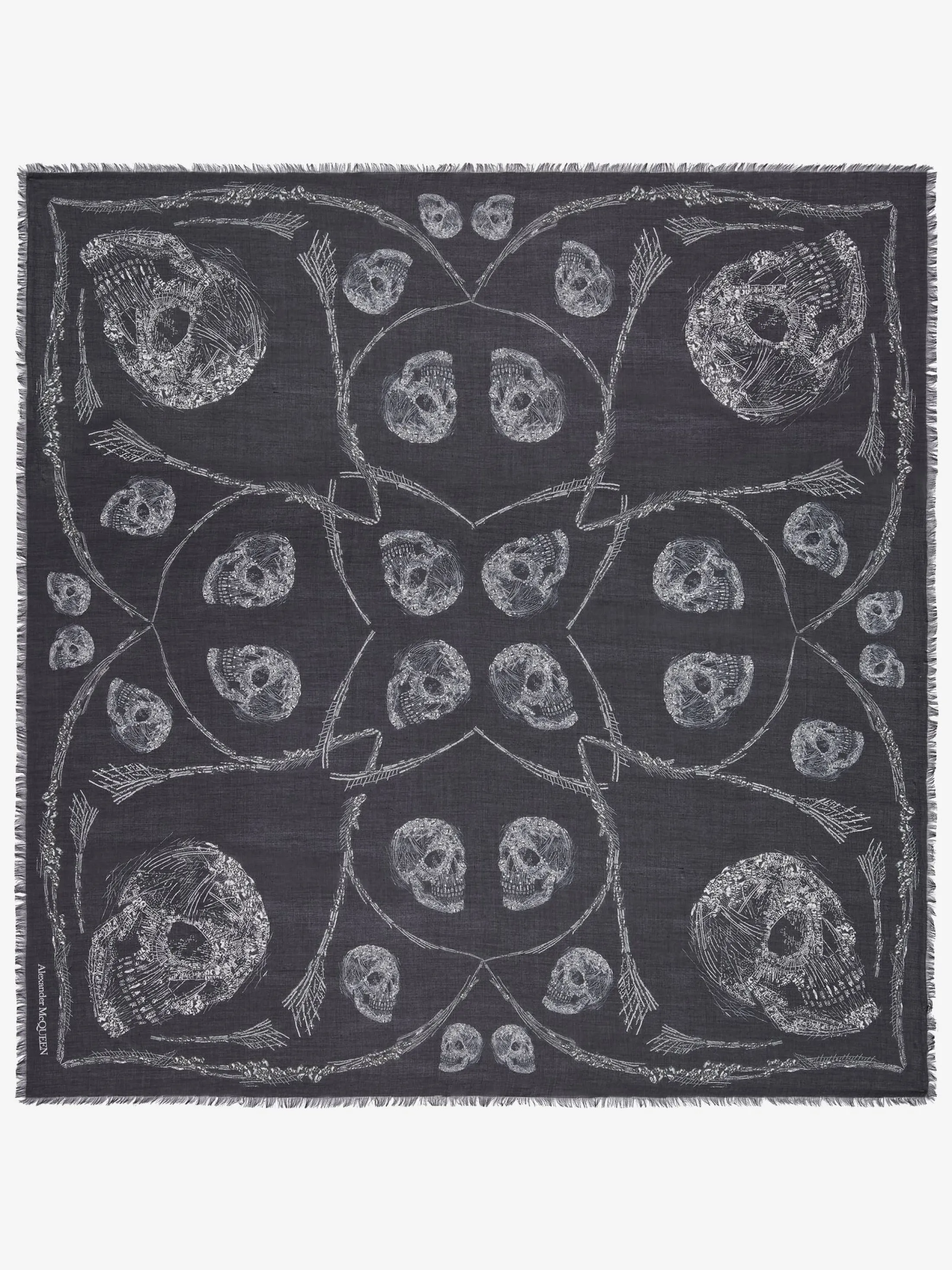 Cheap Alexander McQueen Men's Crystal Skull Shawl in Black/Ivory