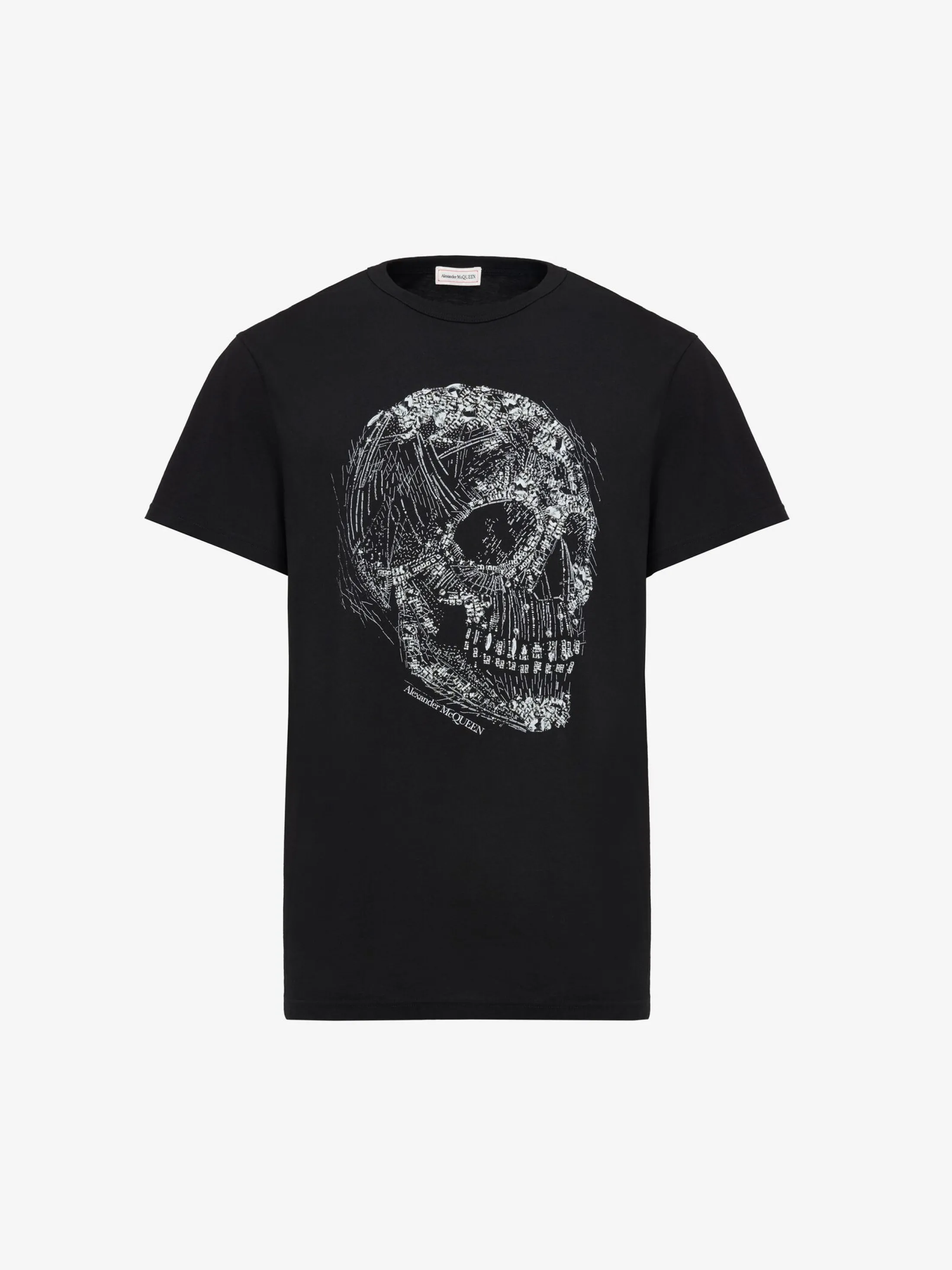 Outlet Alexander McQueen Men's Crystal Skull T-shirt in Black/White