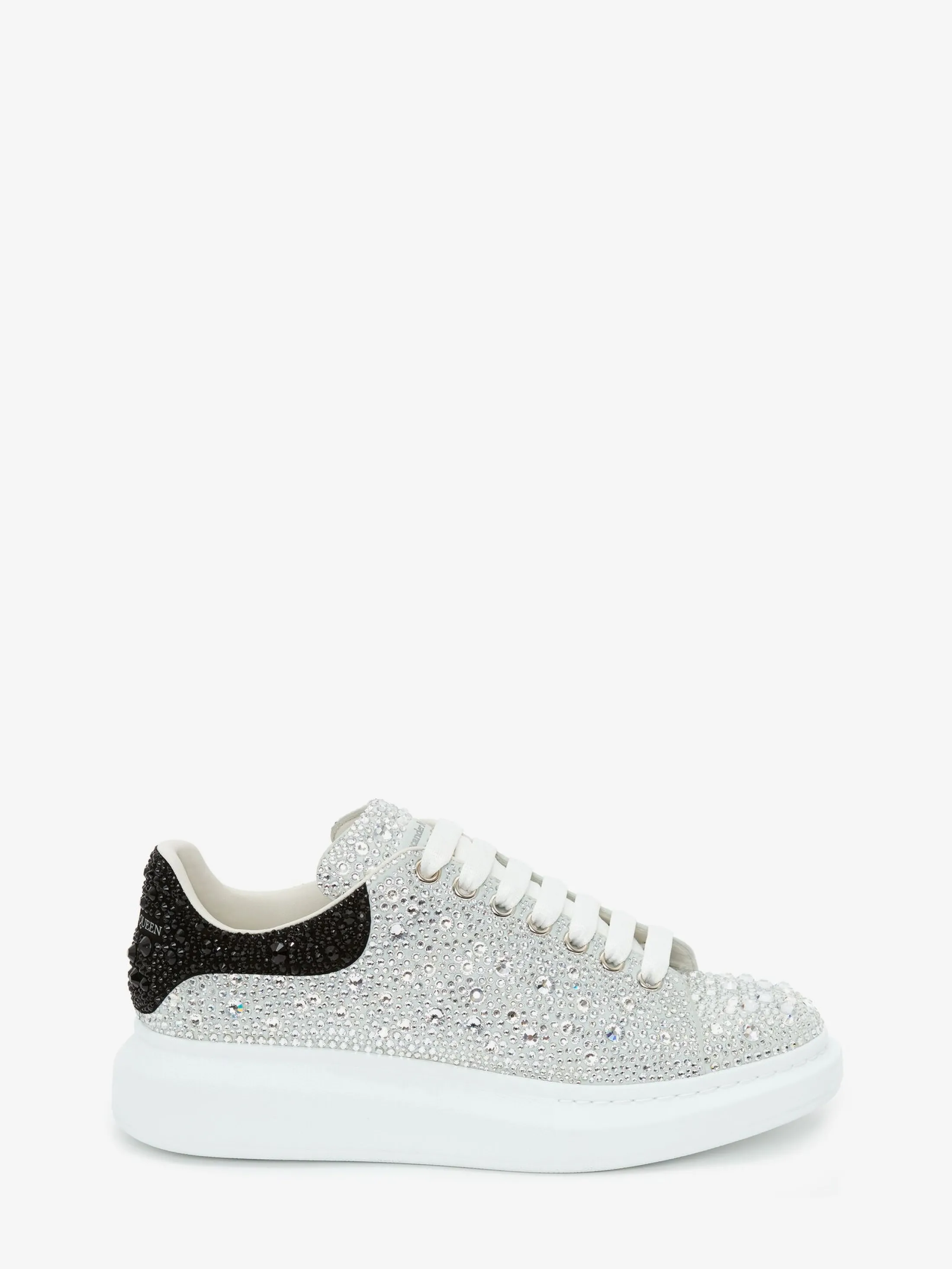 Cheap Alexander McQueen Men's Crystal-embellished Oversized Sneaker in White/Black