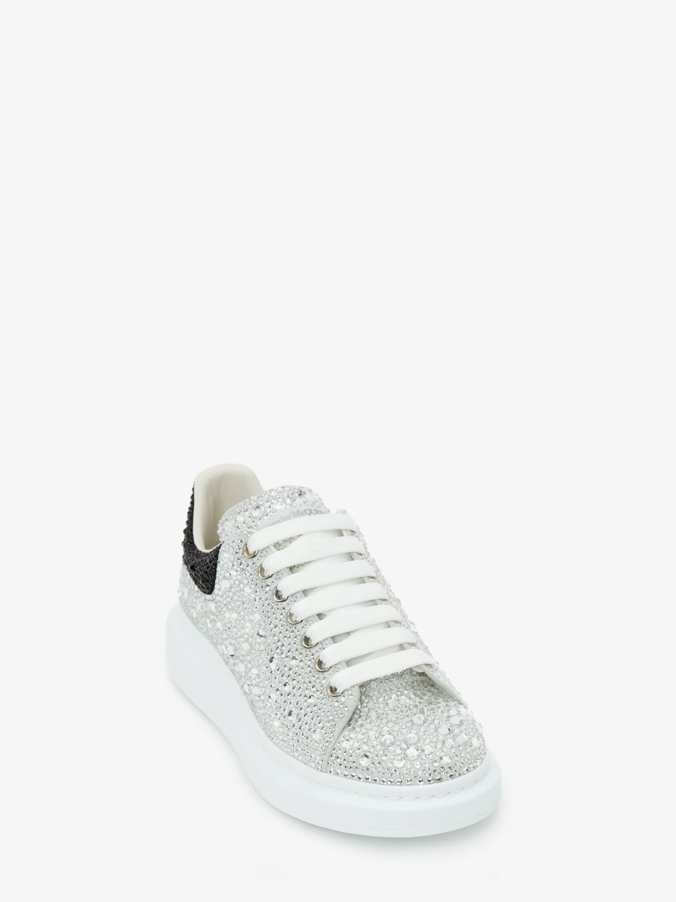 Cheap Alexander McQueen Men's Crystal-embellished Oversized Sneaker in White/Black