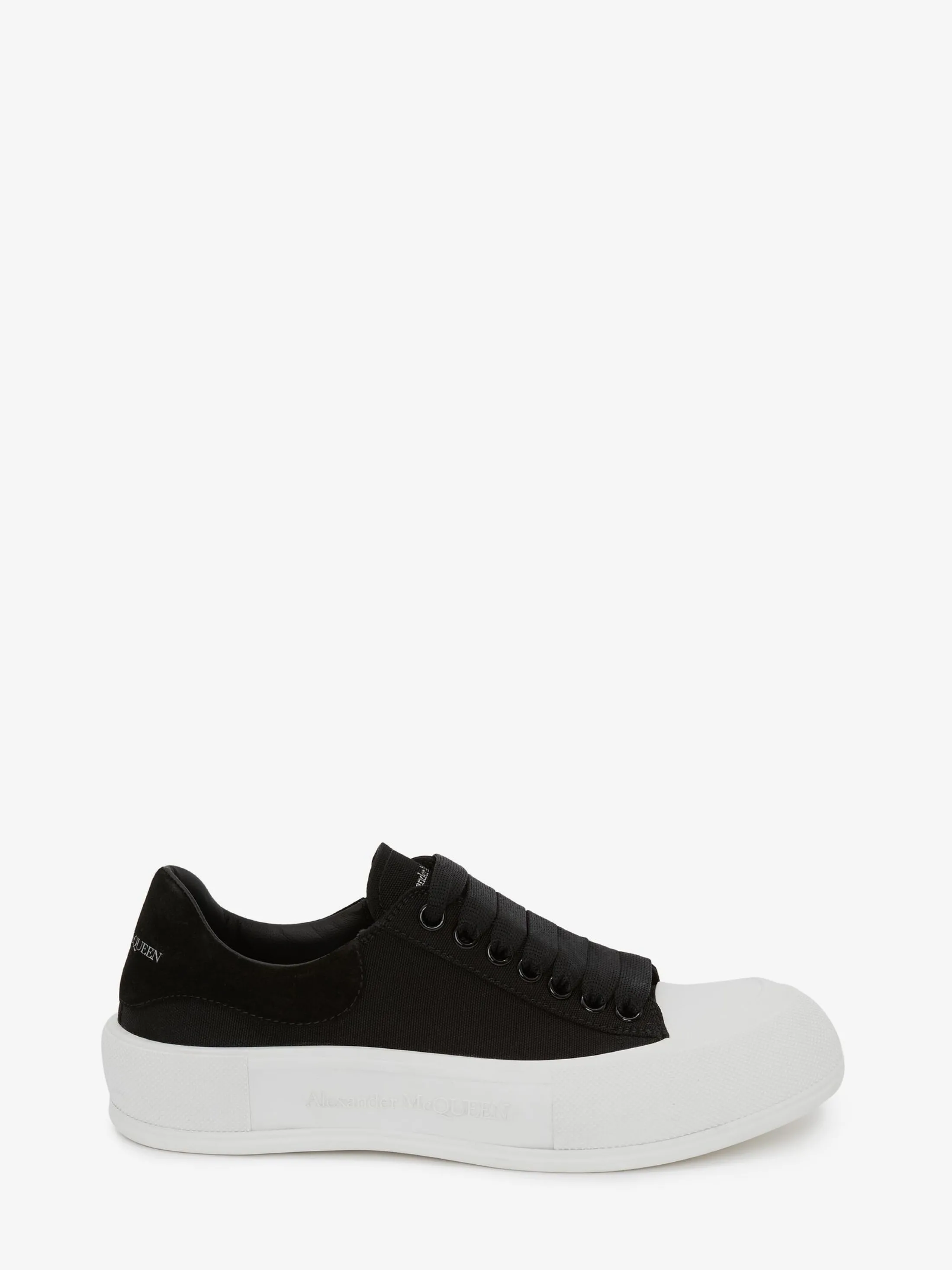 Clearance Alexander McQueen Men's Deck Lace Up Plimsoll in Black/White