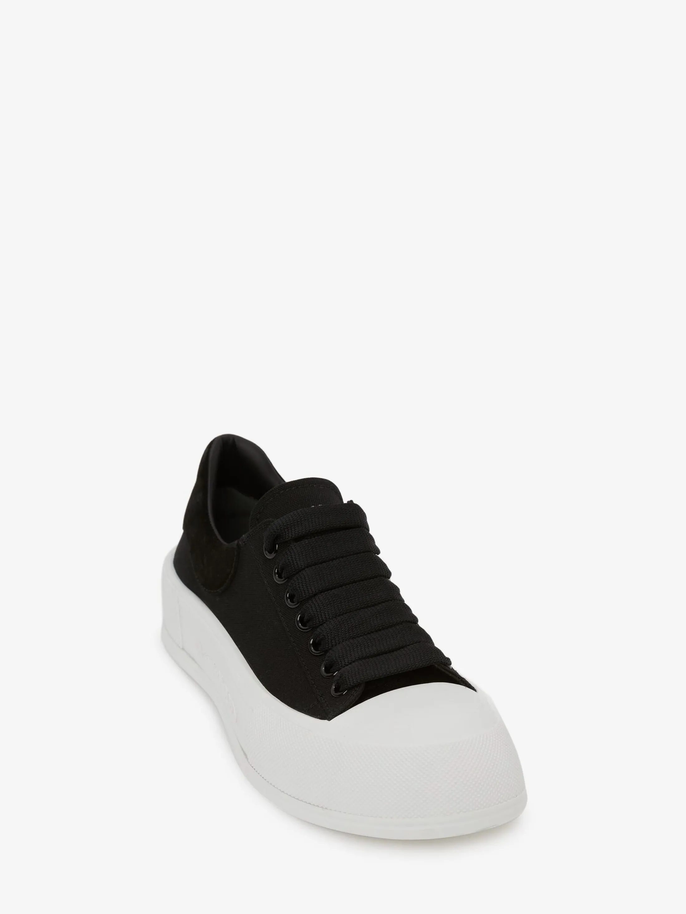 Clearance Alexander McQueen Men's Deck Lace Up Plimsoll in Black/White