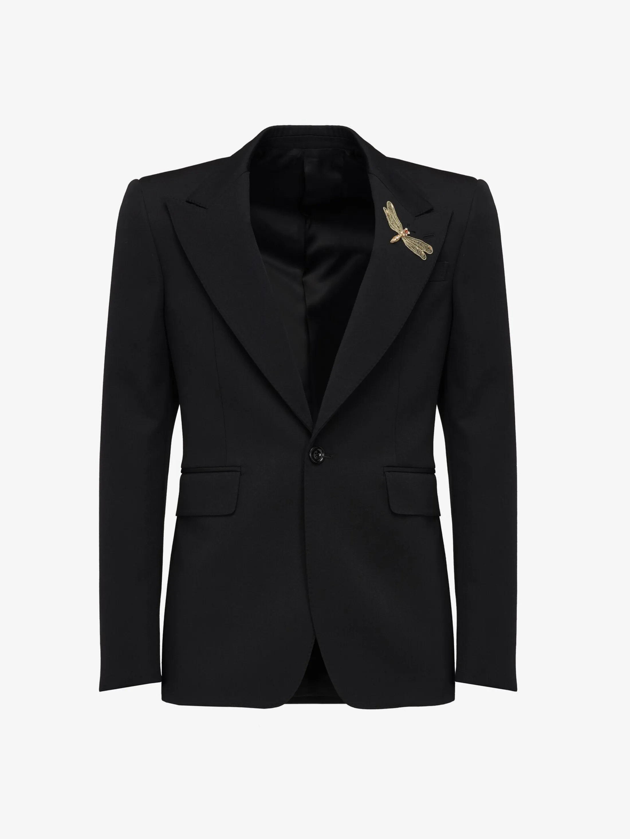 Sale Alexander McQueen Men's Dragonfly Applique Single-breasted Jacket in Black