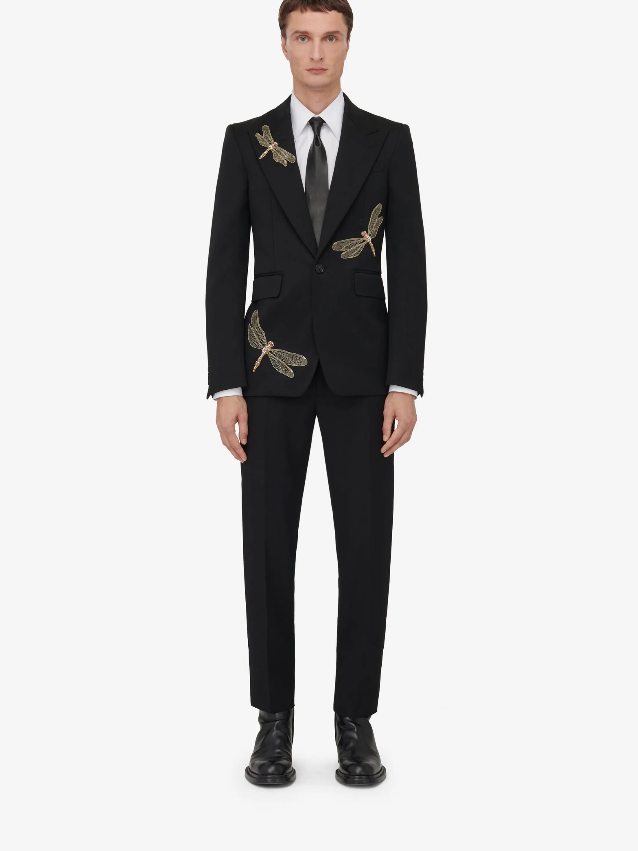 Flash Sale Alexander McQueen Men's Dragonfly Applique Single-breasted Jacket in Black