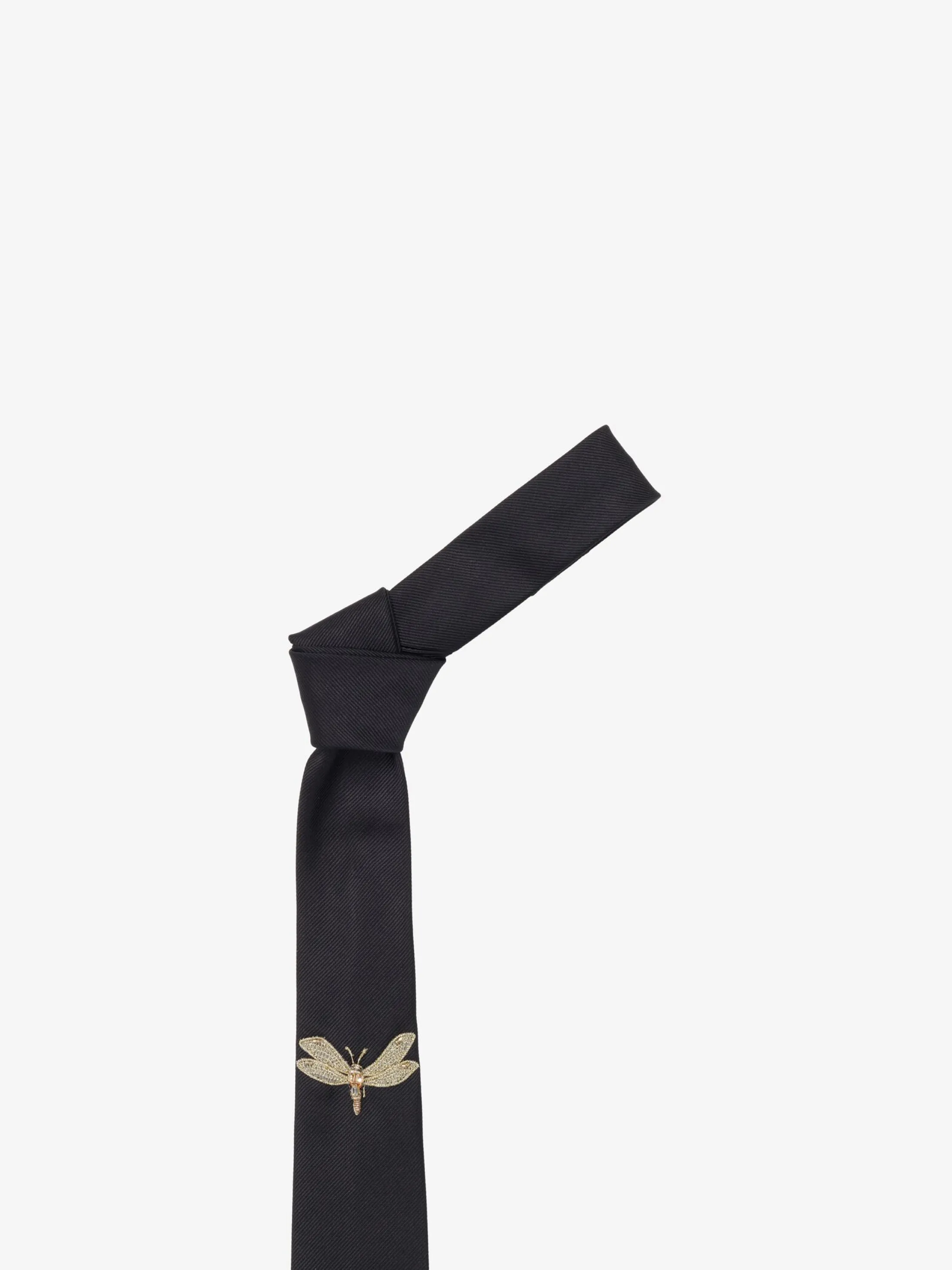 Fashion Alexander McQueen Men's Dragonfly Applique Tie in Black