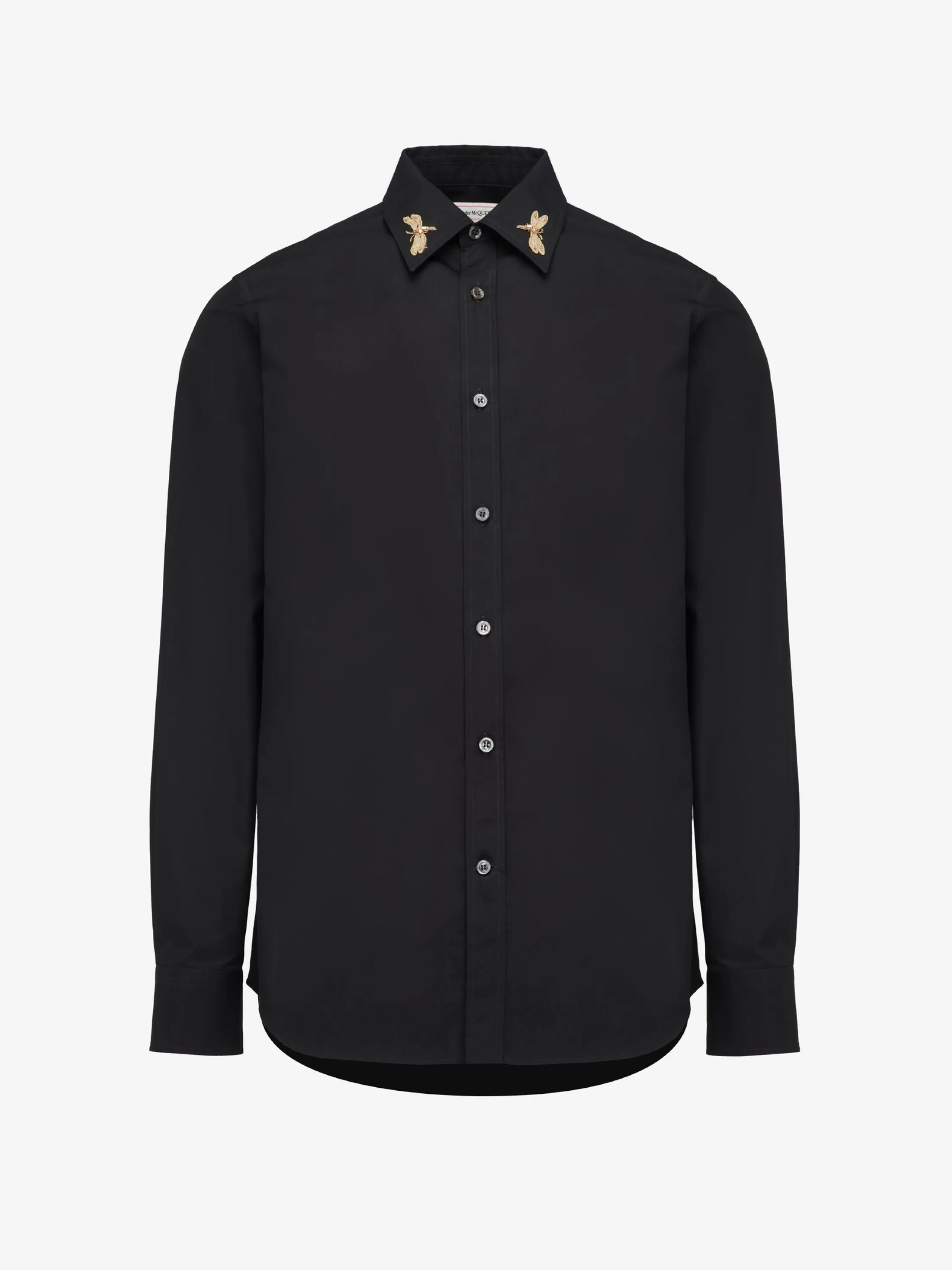 Cheap Alexander McQueen Men's Dragonfly Embroidery Shirt in Black