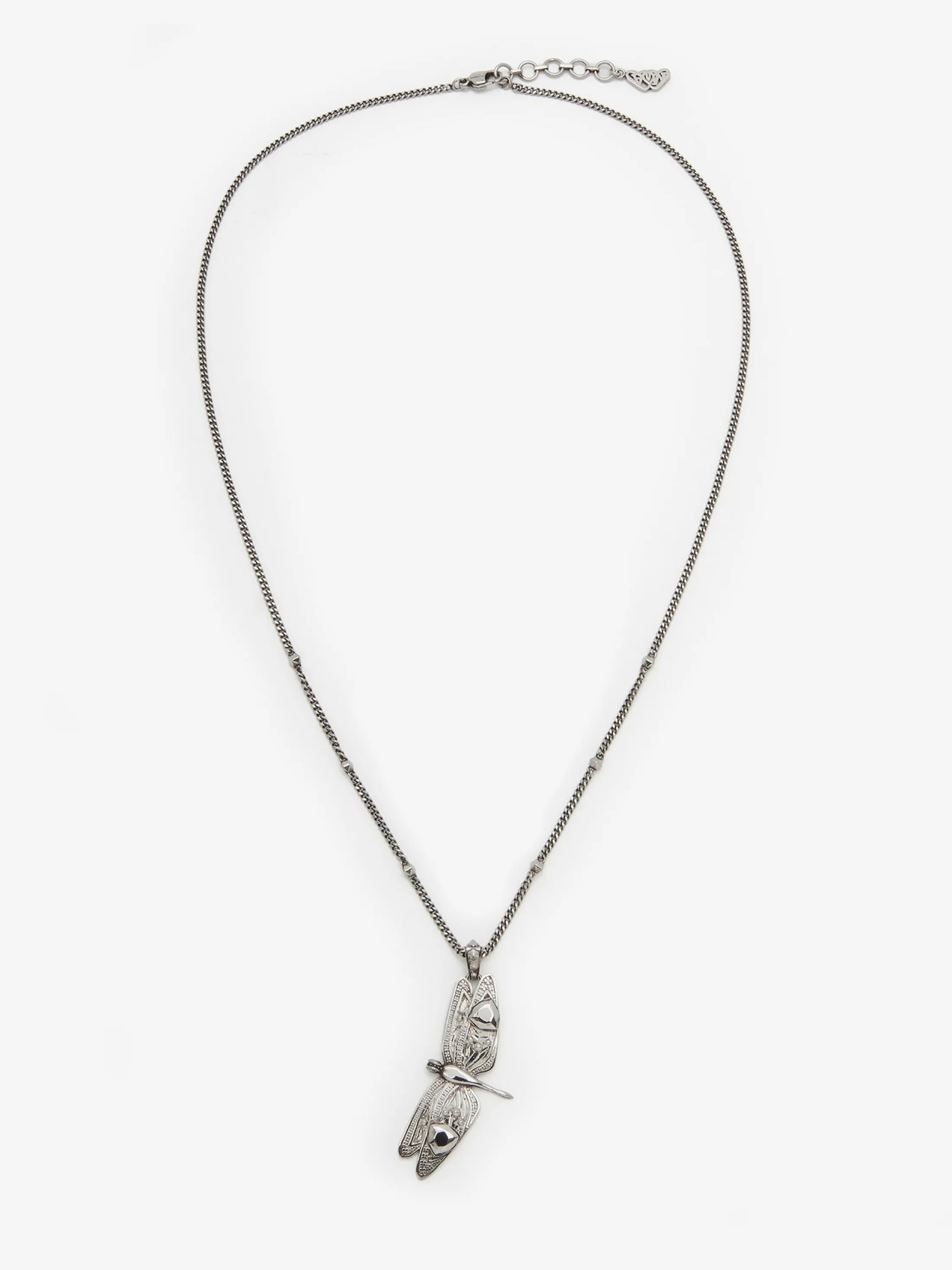 Store Alexander McQueen Men's Dragonfly Necklace in Antique Silver