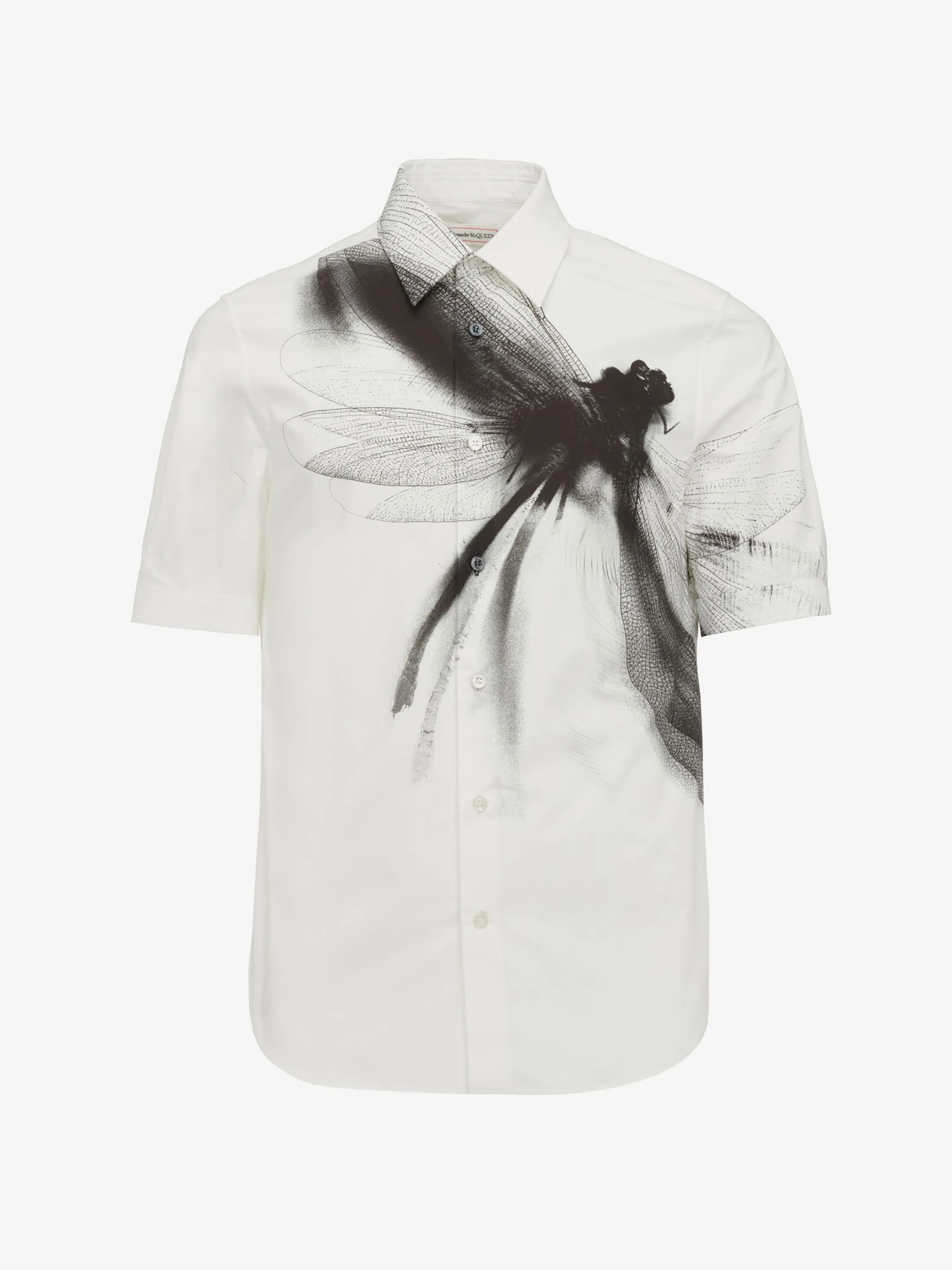 Online Alexander McQueen Men's Dragonfly Short Sleeve Shirt in White/Black