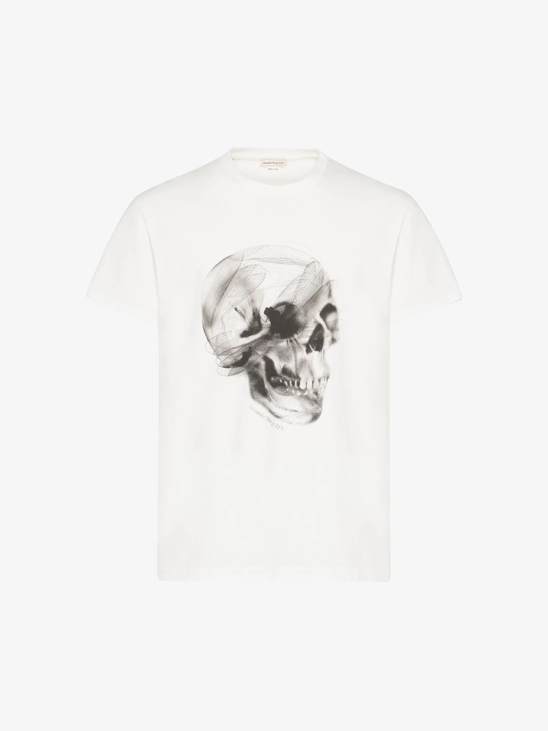 Shop Alexander McQueen Men's Dragonfly Skull T-shirt in White/Black