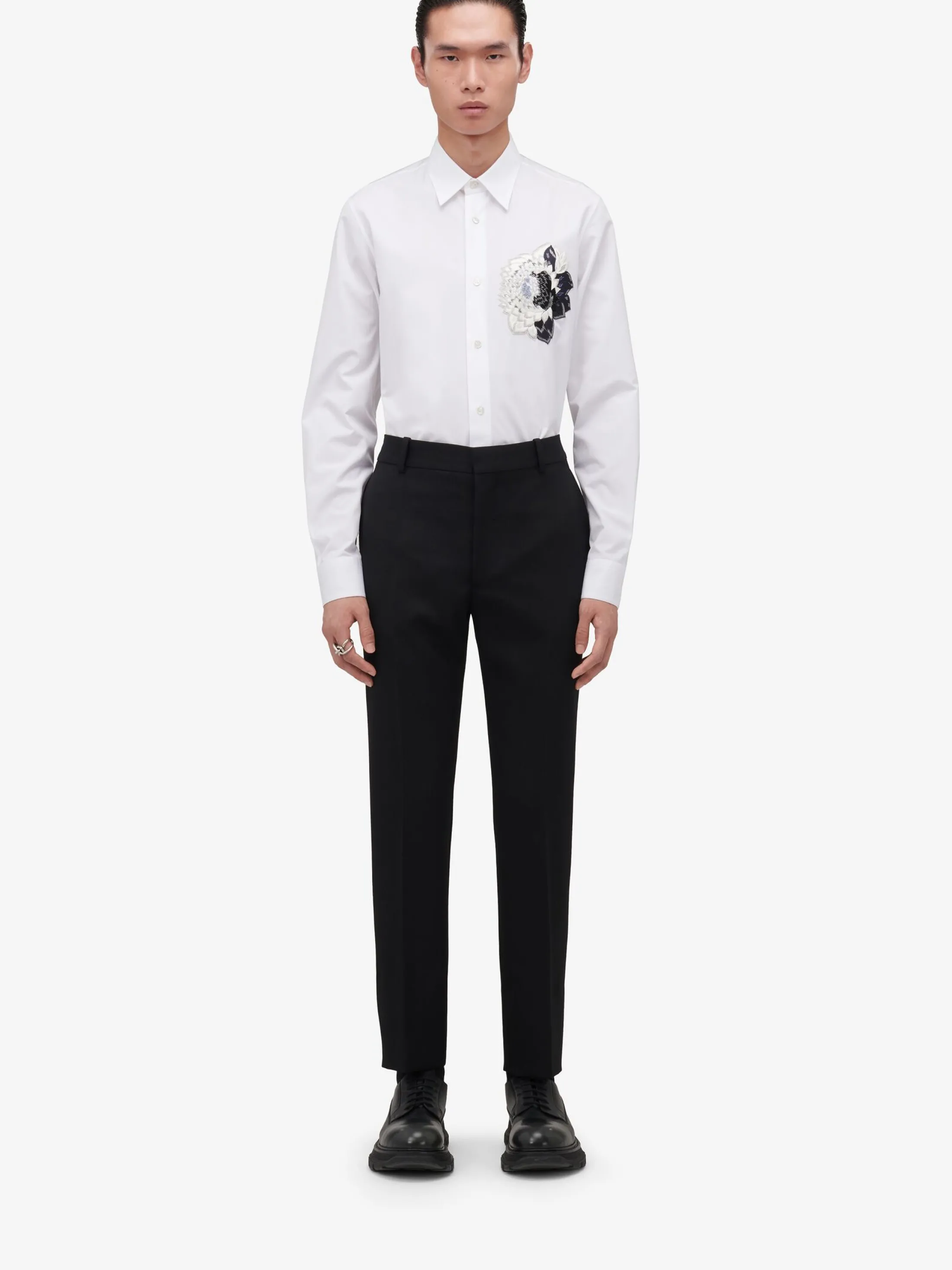 Online Alexander McQueen Men's Dutch Flower Casual Shirt in Optic White