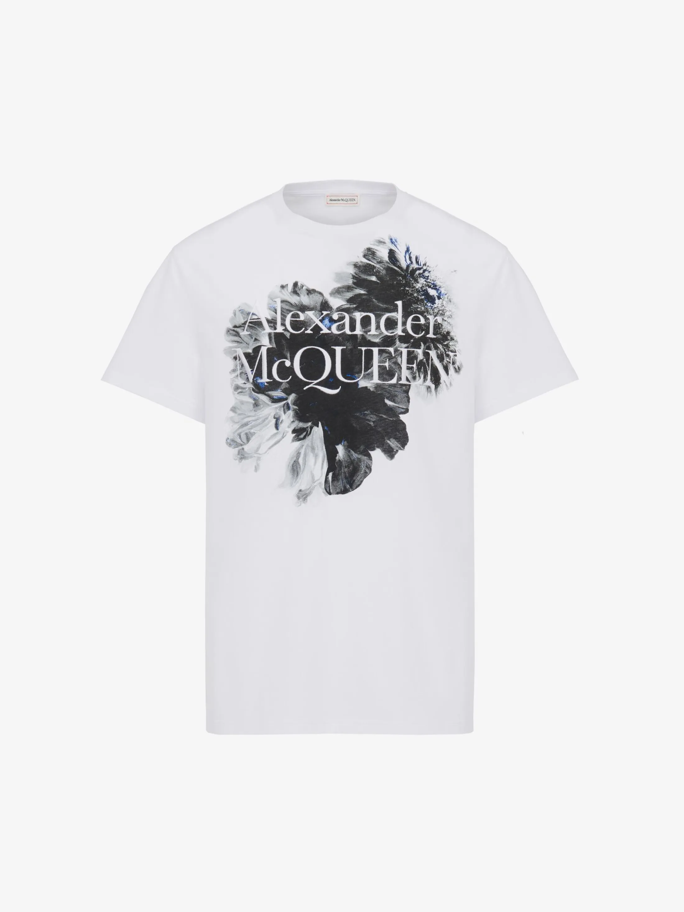 Hot Alexander McQueen Men's Dutch Flower Logo T-shirt in White/Black