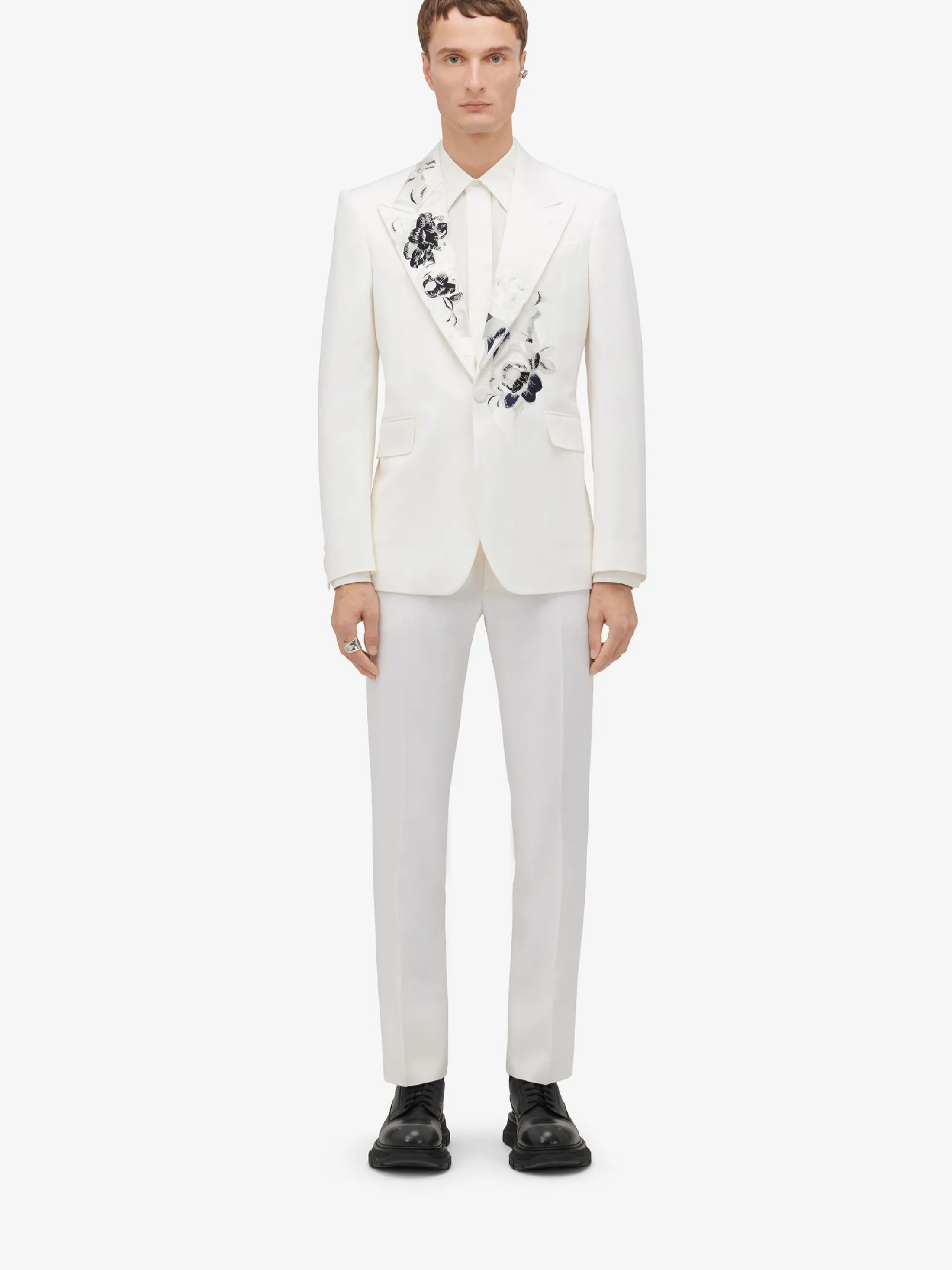 Online Alexander McQueen Men's Dutch Flower Single-breasted Jacket in Soft White