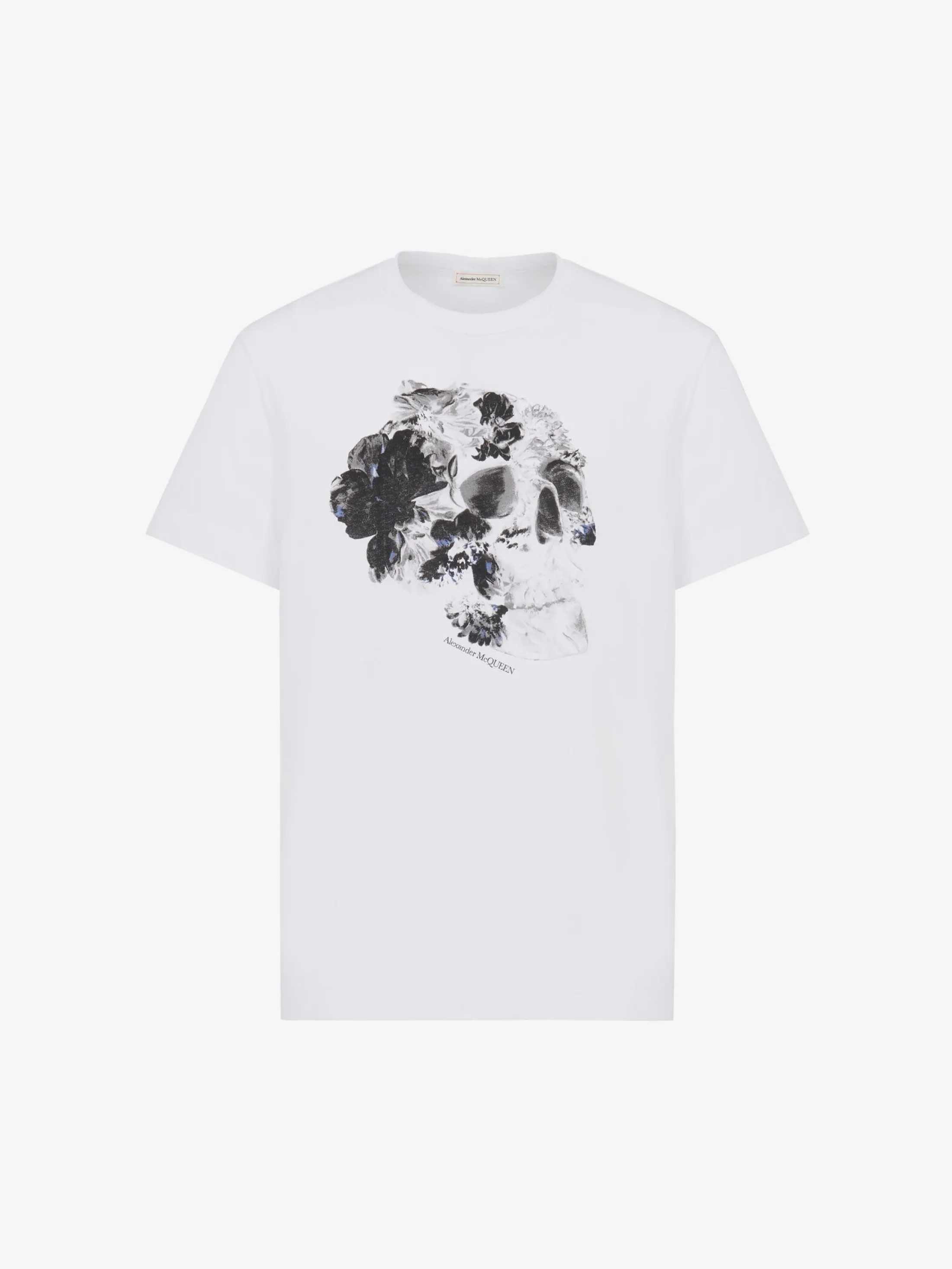 Shop Alexander McQueen Men's Dutch Flower Skull Print  in White/Black