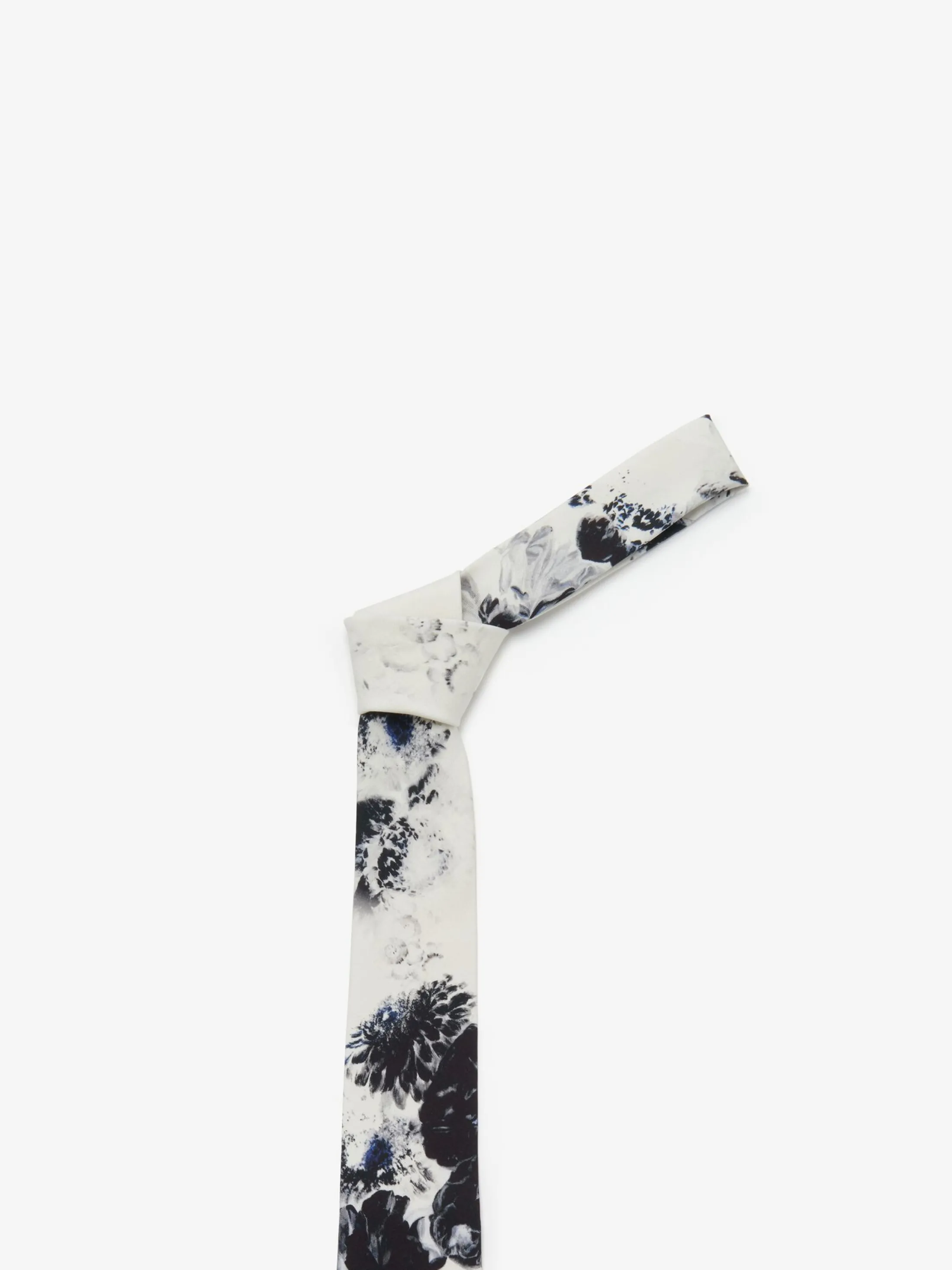 Flash Sale Alexander McQueen Men's Dutch Flower Tie in Ivory/Black