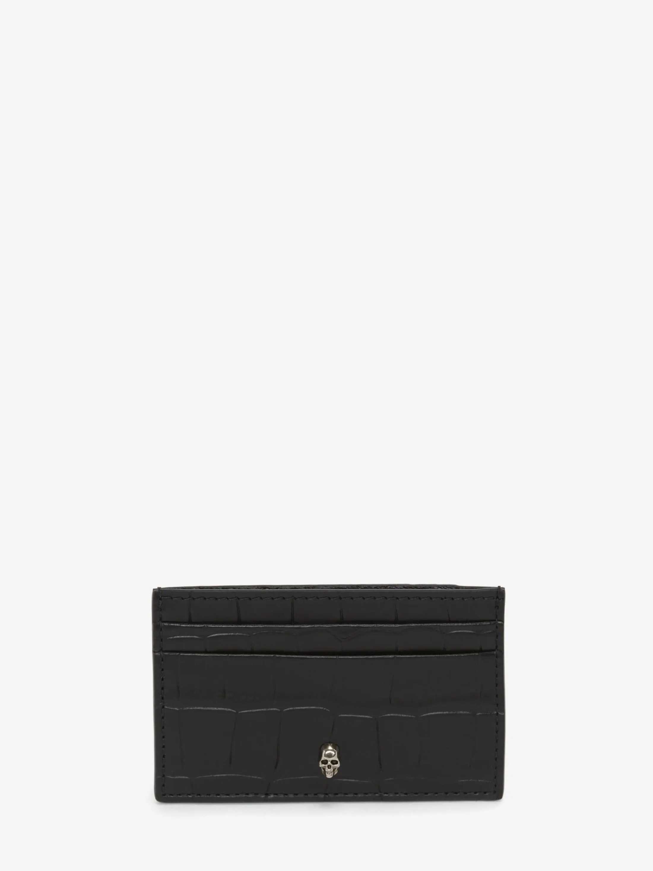 Best Sale Alexander McQueen Men's Embossed Croc Card Holder in Black