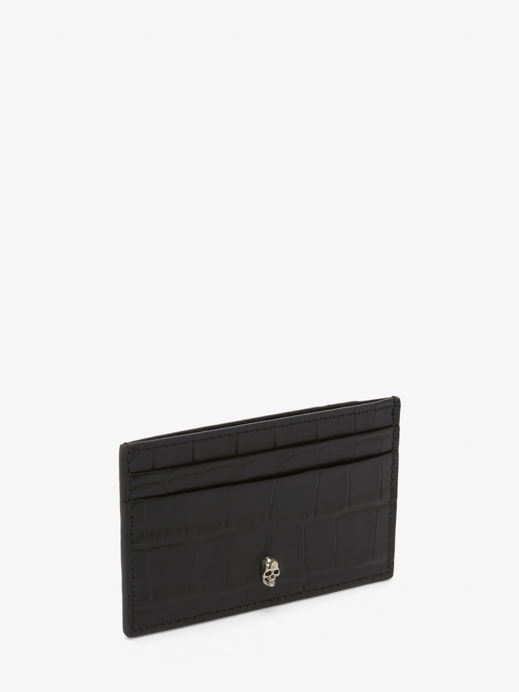 Best Sale Alexander McQueen Men's Embossed Croc Card Holder in Black