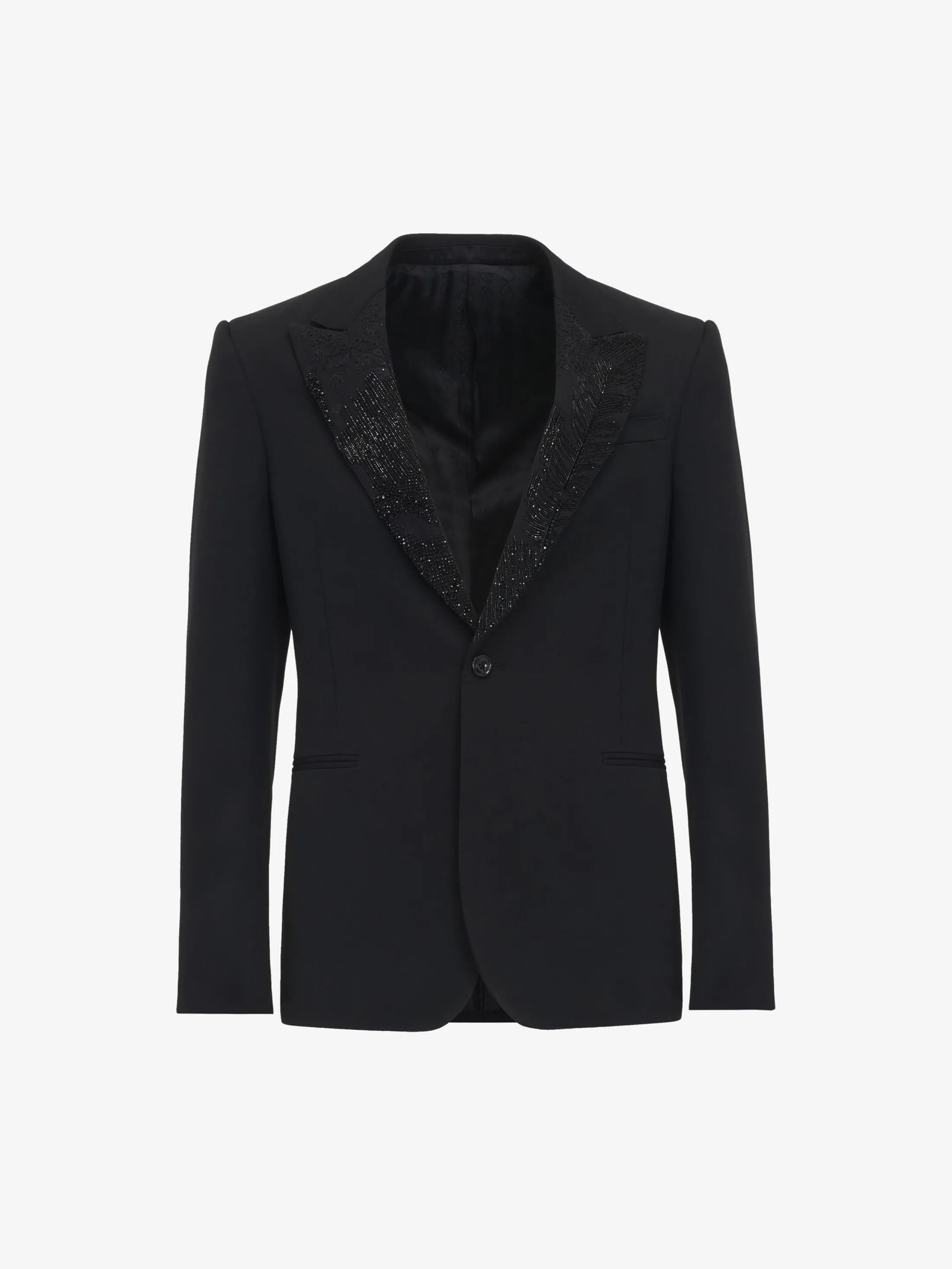 Fashion Alexander McQueen Men's Embroidered Lapel Single-breasted Jacket in Black