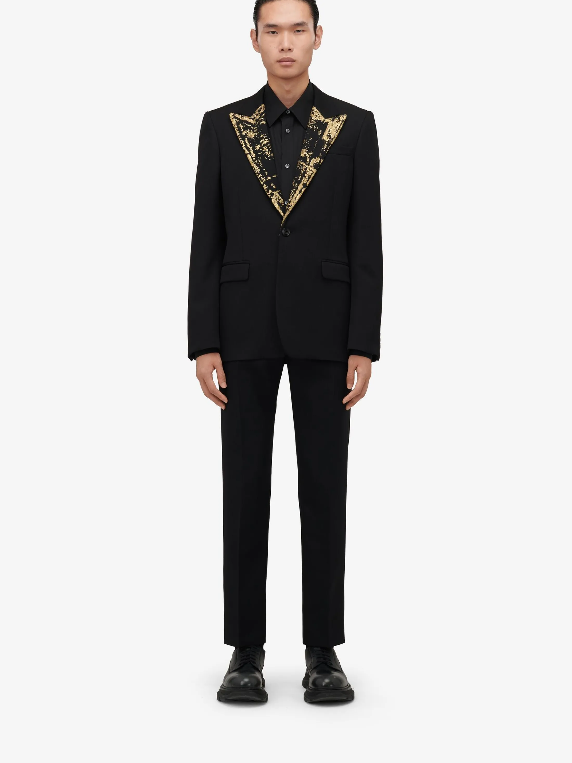 Store Alexander McQueen Men's Embroidered Single-breasted Jacket in Black