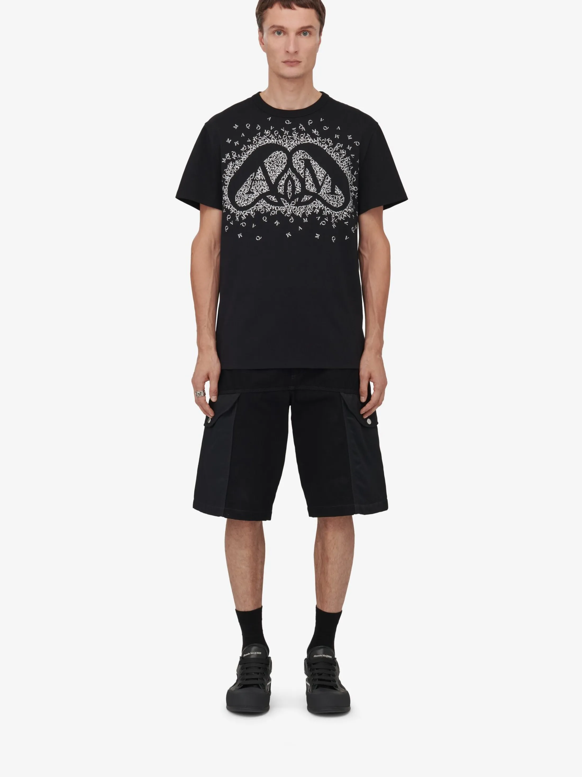 Hot Alexander McQueen Men's Exploded Charm T-shirt in Black/White