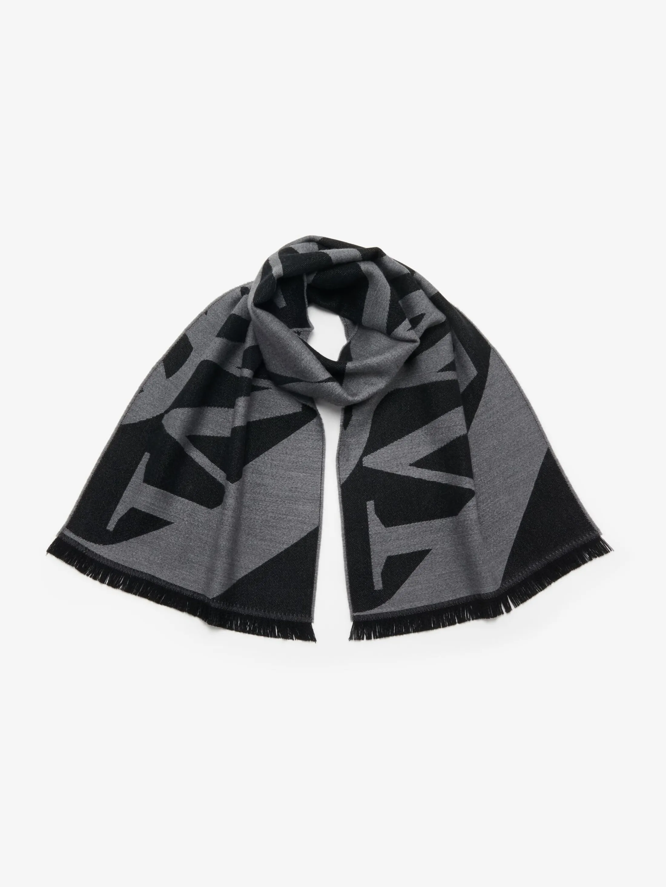 New Alexander McQueen Men's Exploded Seal Logo Scarf in Black/Medium Grey