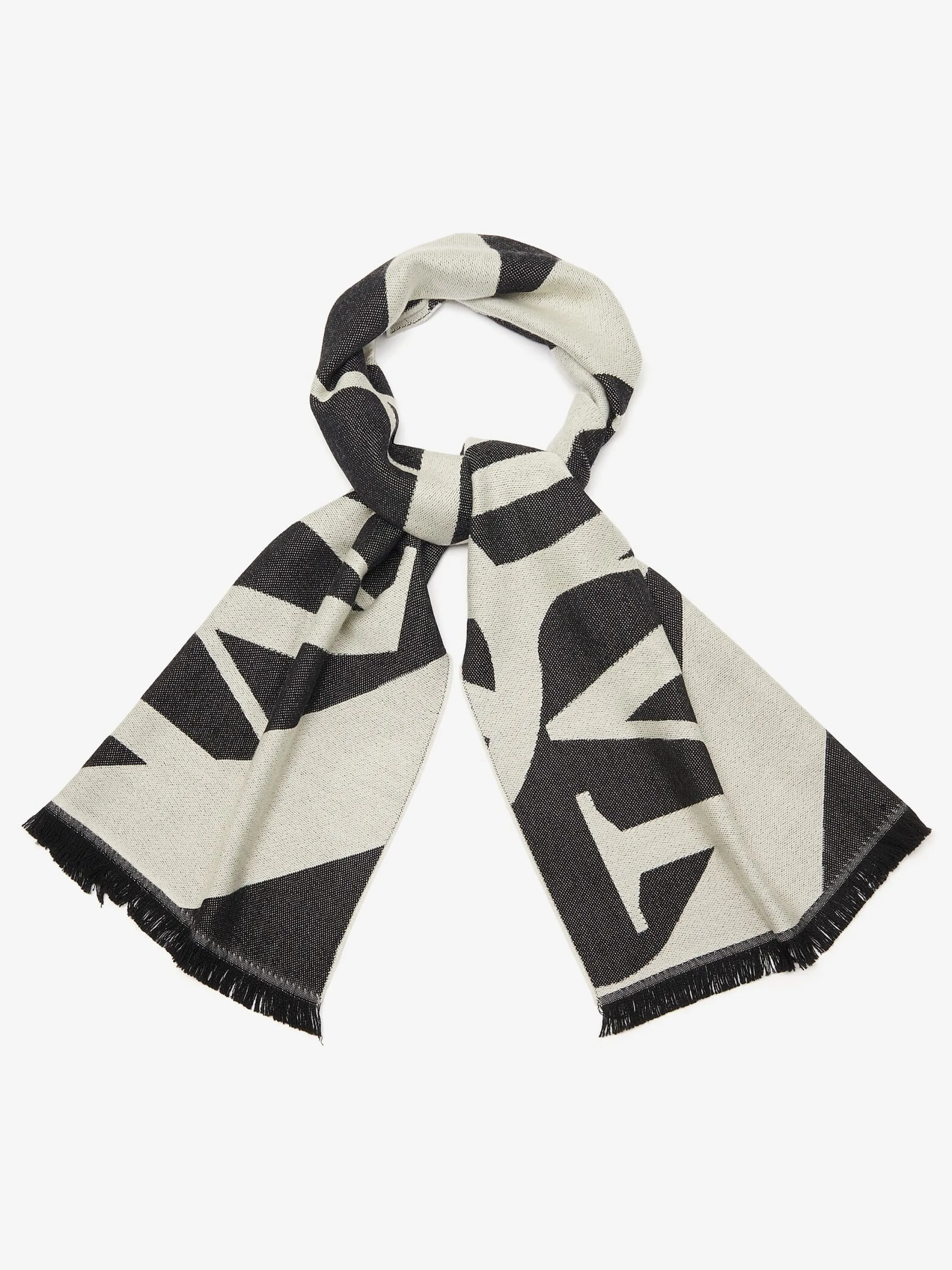 Fashion Alexander McQueen Men's Exploded Seal Logo Scarf in Ivory/Black