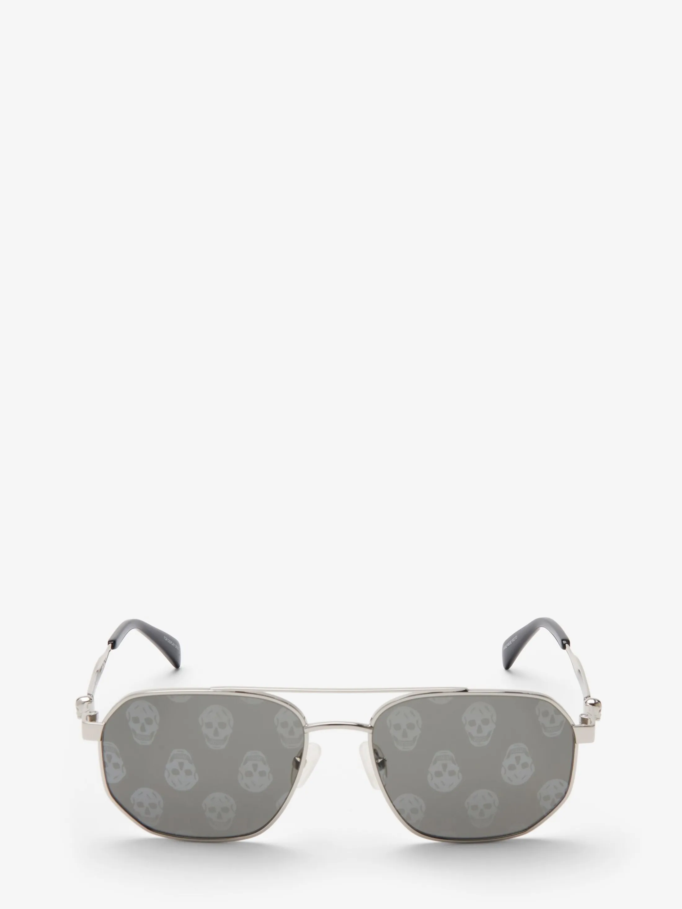 Online Alexander McQueen Men's Floating Skull Metal Caravan Sunglasses in Silver