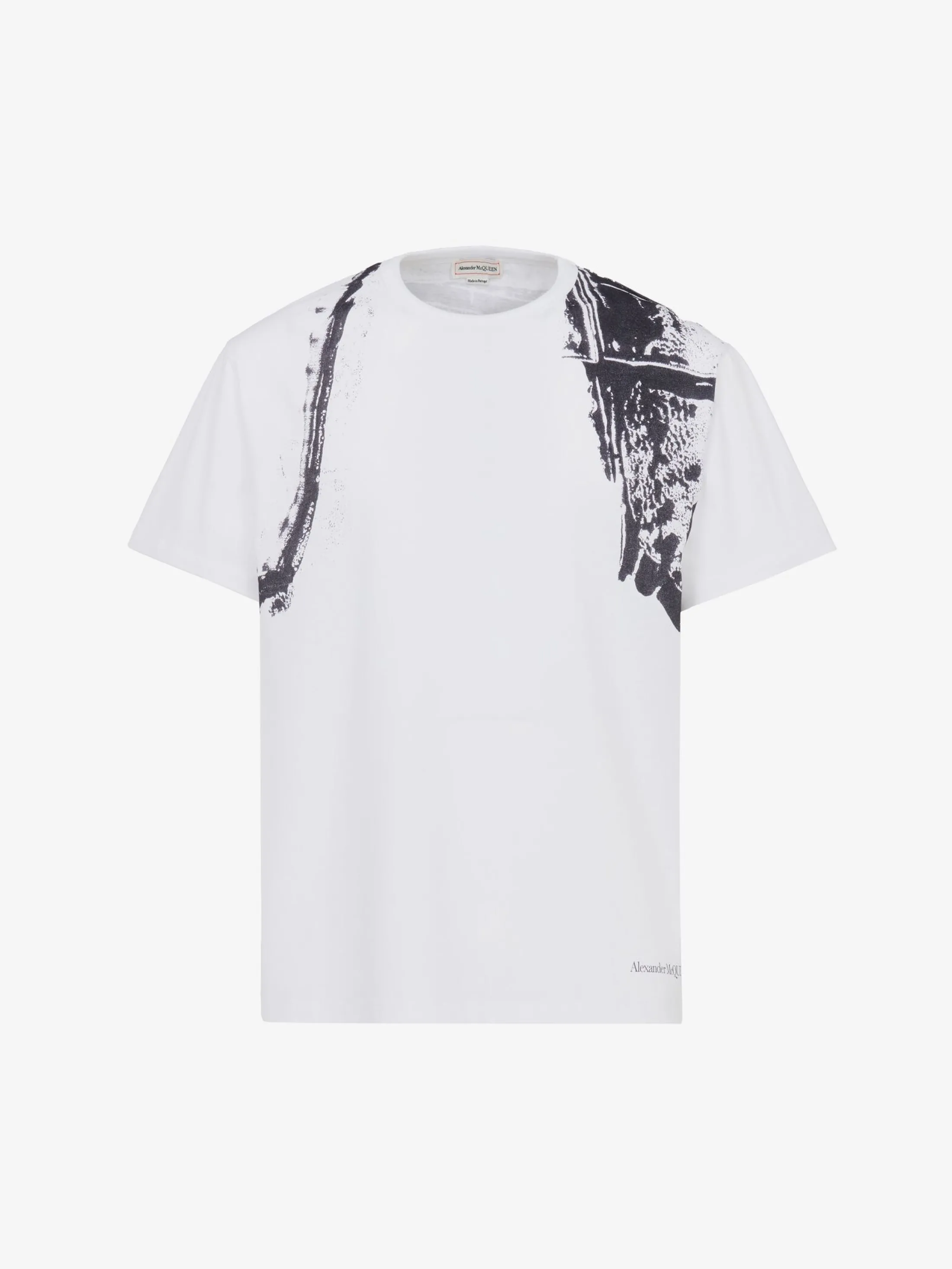 New Alexander McQueen Men's Fold Harness T-shirt in White/Black