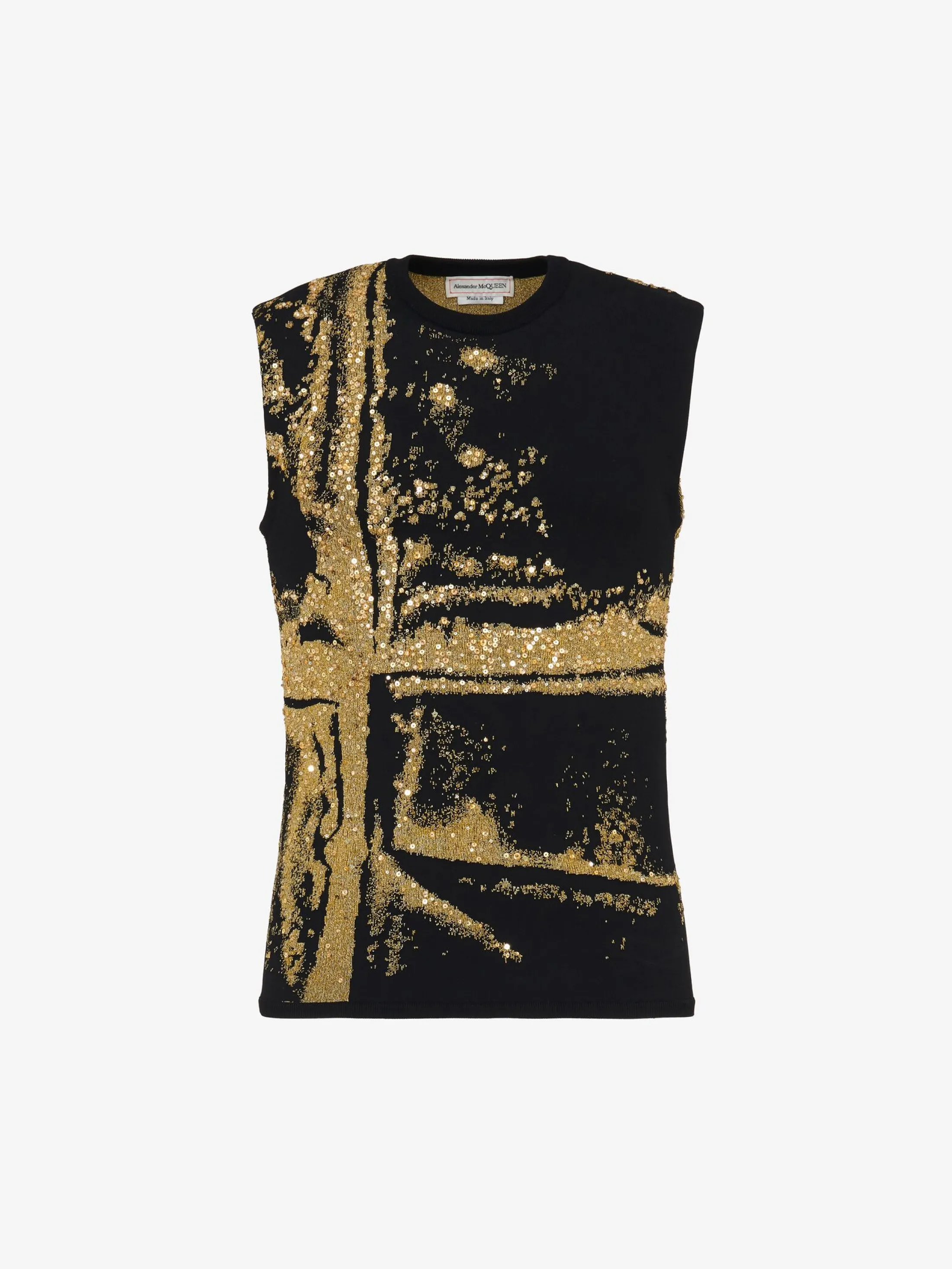 Best Alexander McQueen Men's Fold Jacquard Vest in Black/ Gold