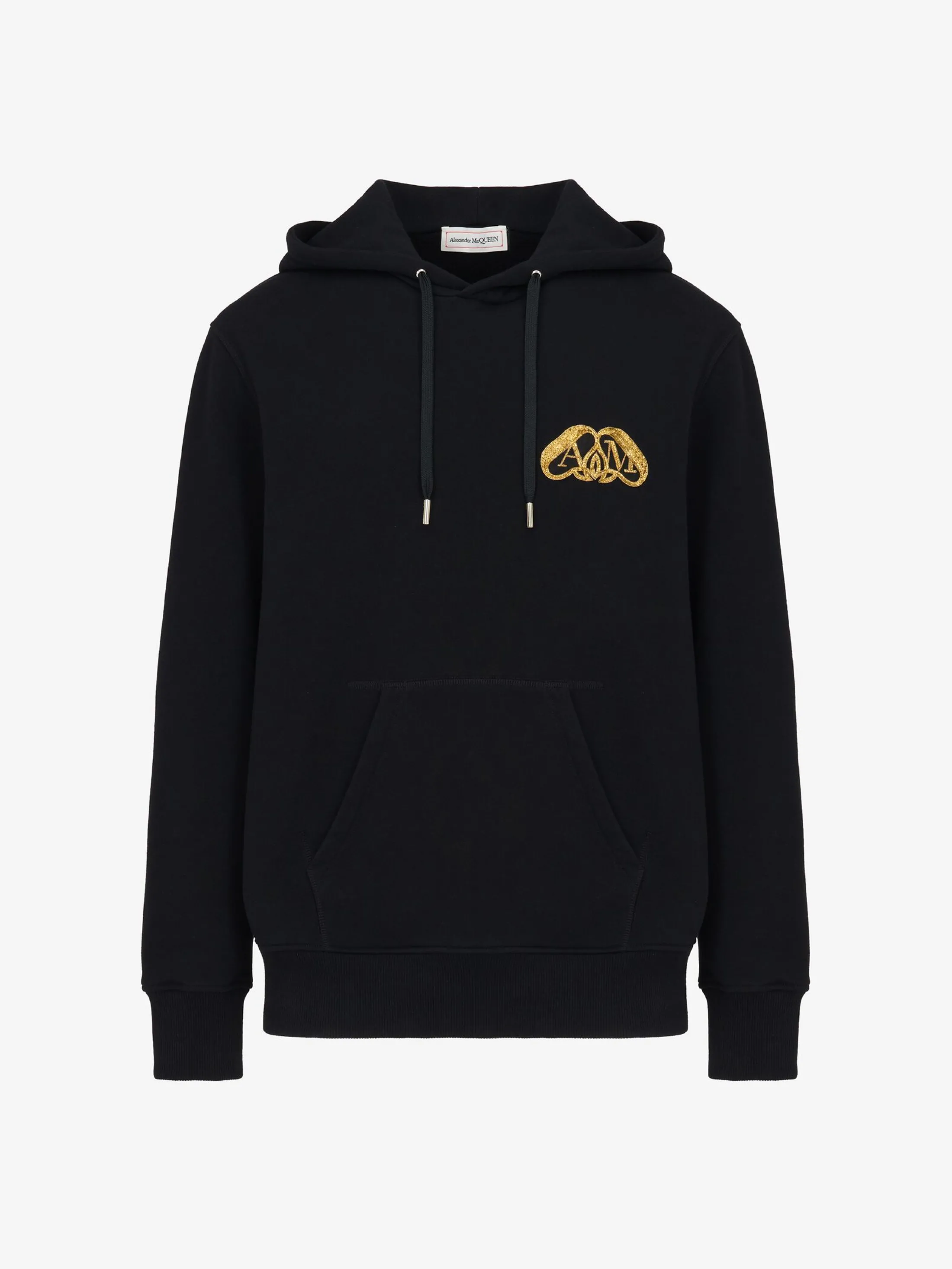 Best Alexander McQueen Men's Half Seal Logo Hooded Sweatshirt in Black