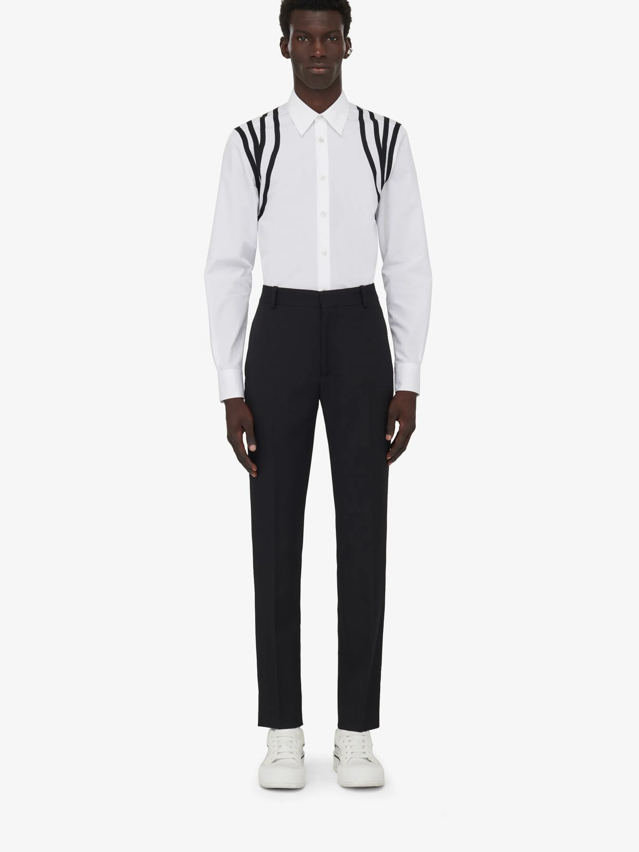 Discount Alexander McQueen Men's Harness Tape Shirt in Optical White