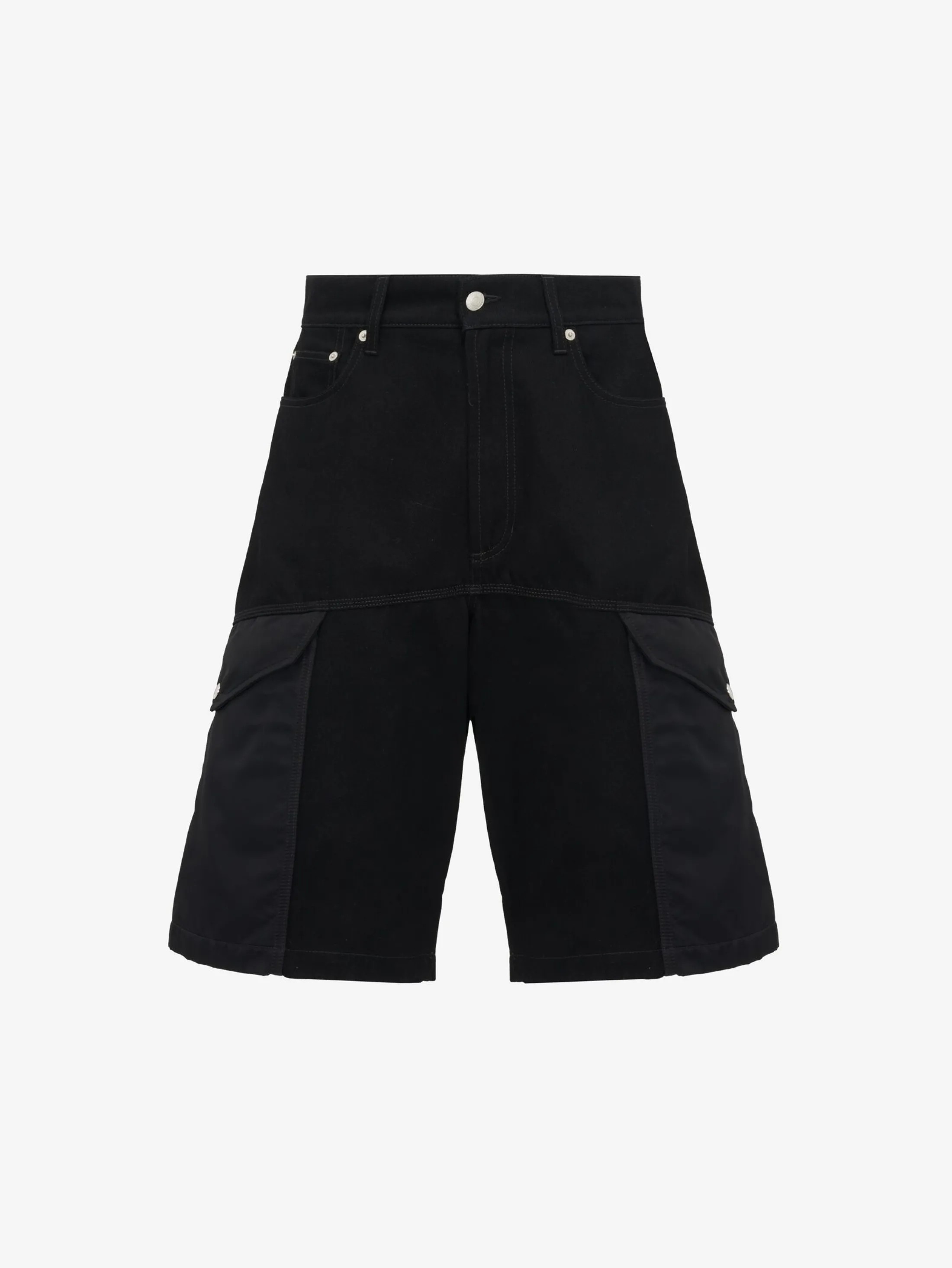 Fashion Alexander McQueen Men's Hybrid Denim Shorts in Black