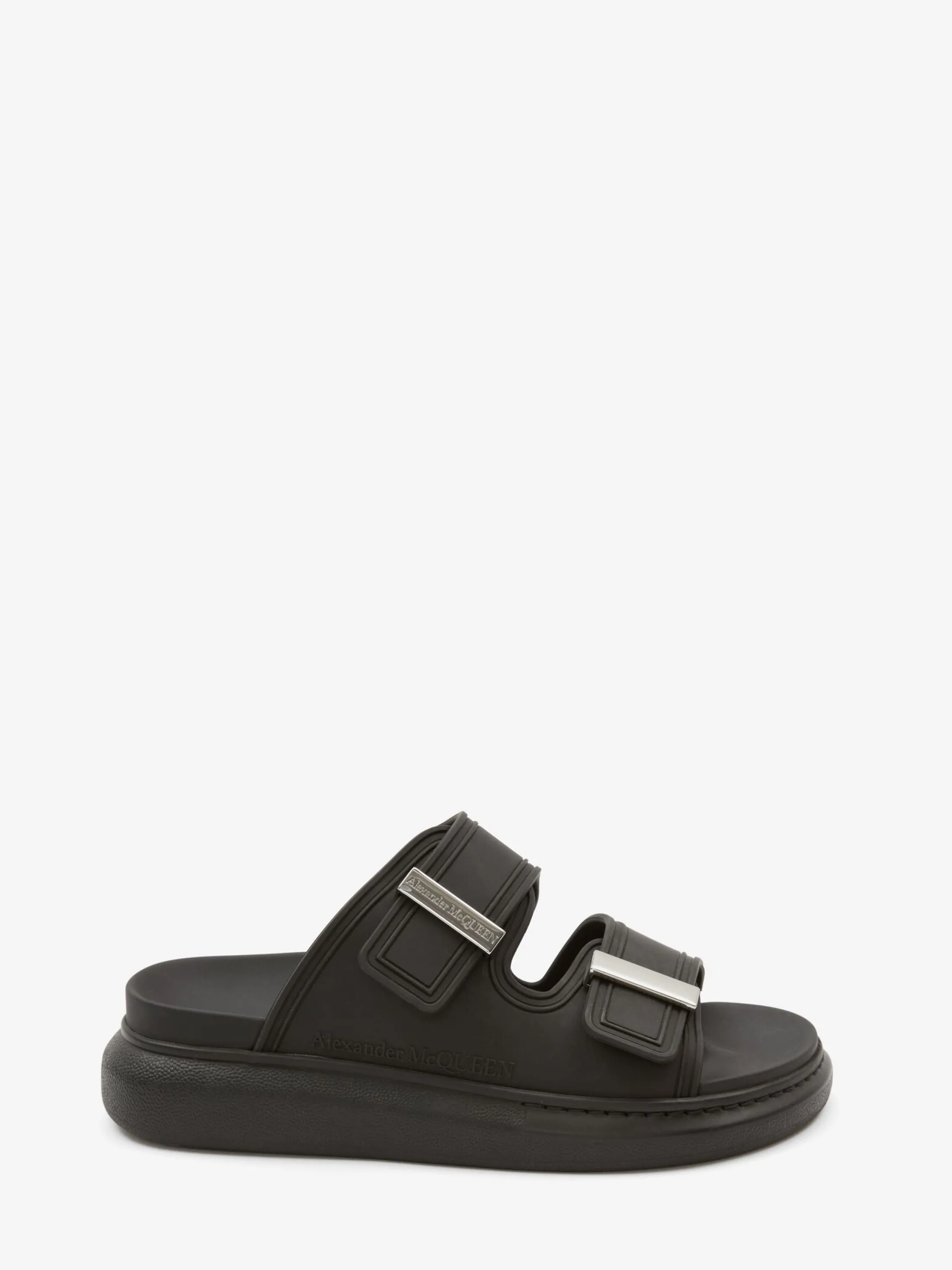 Cheap Alexander McQueen Men's Hybrid Slide in Black/Silver