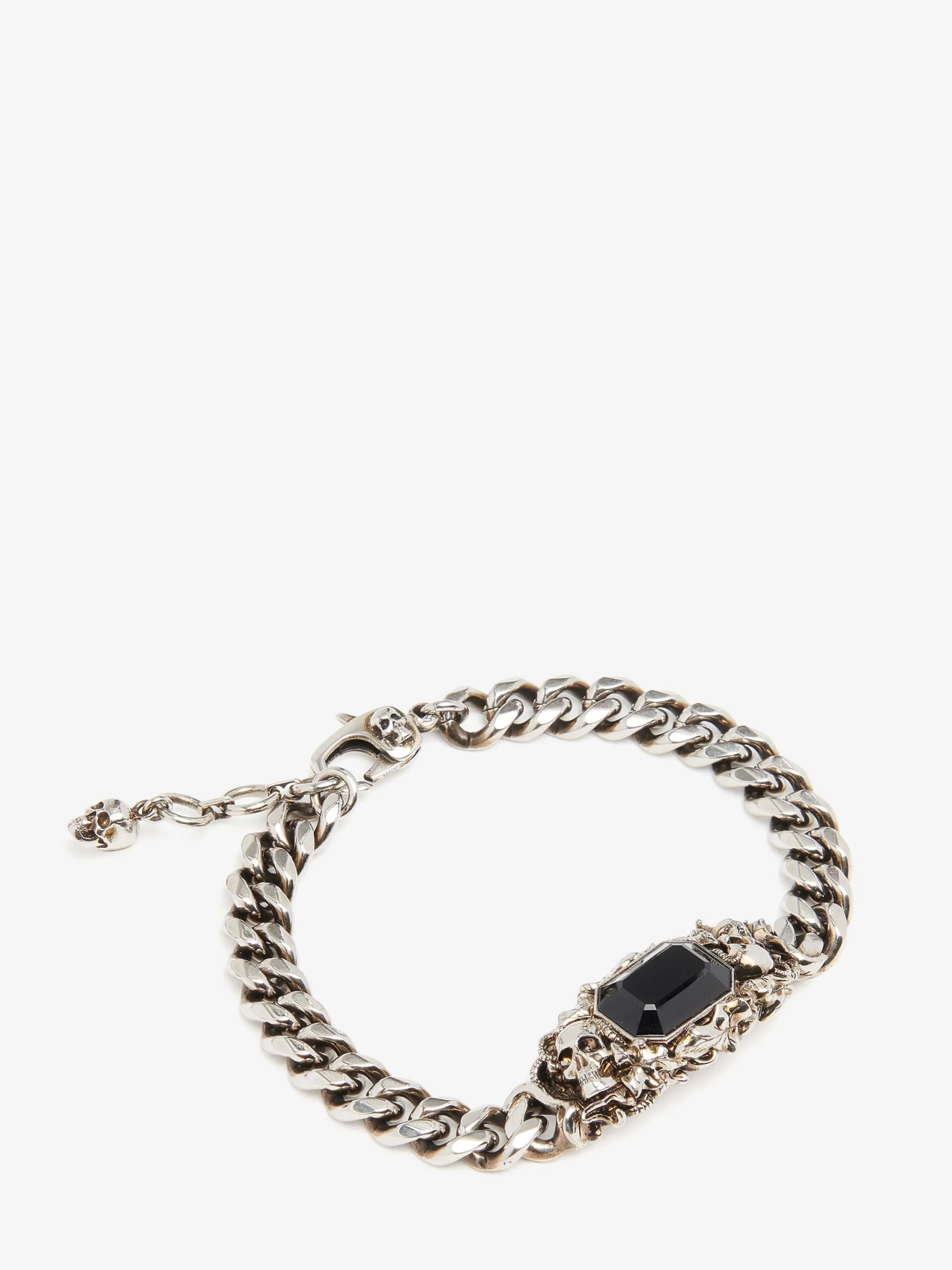 Clearance Alexander McQueen Men's Ivy Skull Chain Bracelet in Antique Silver