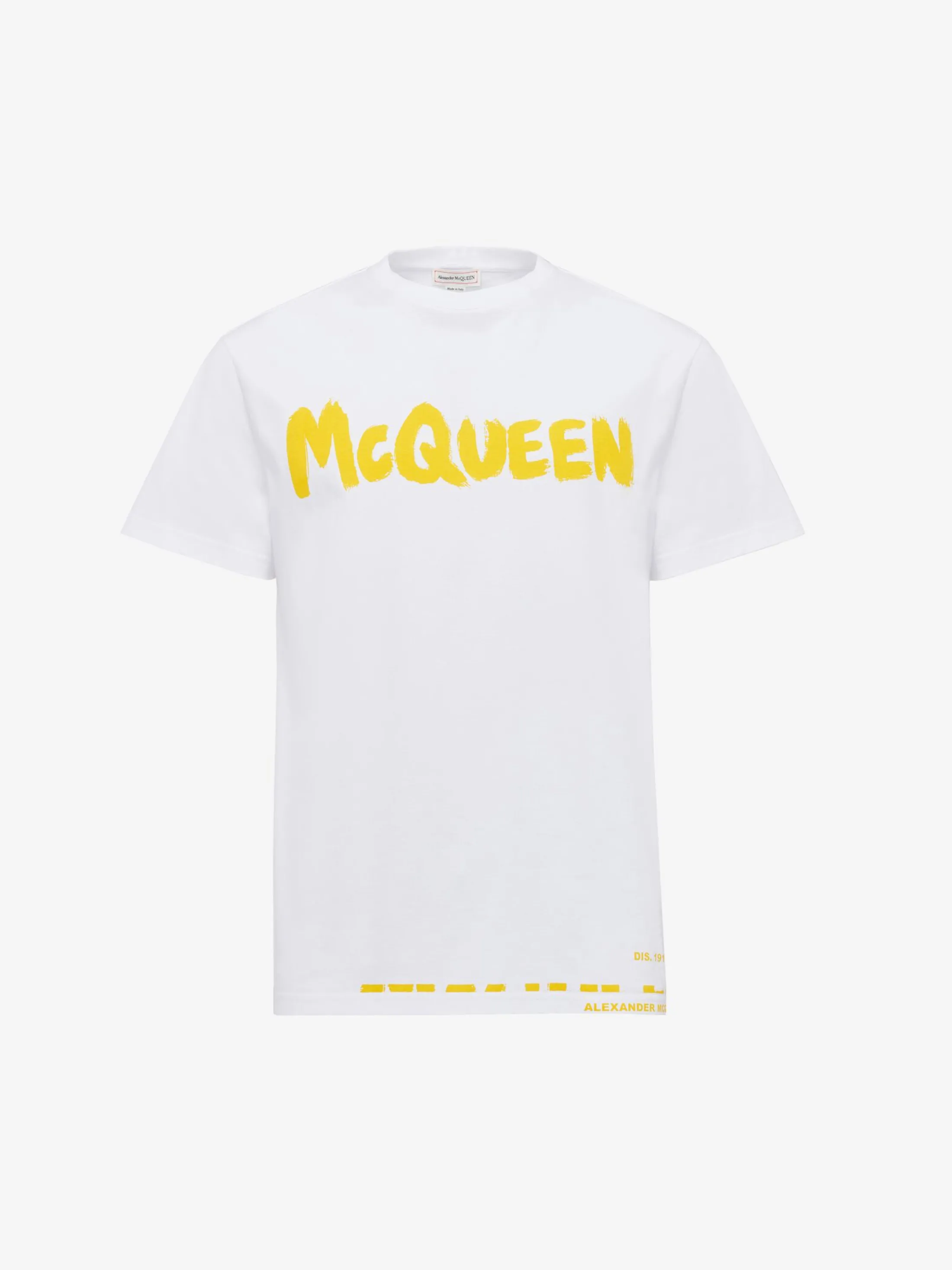 Best Sale Alexander McQueen Men's McQueen Graffiti T-shirt in White/Yellow