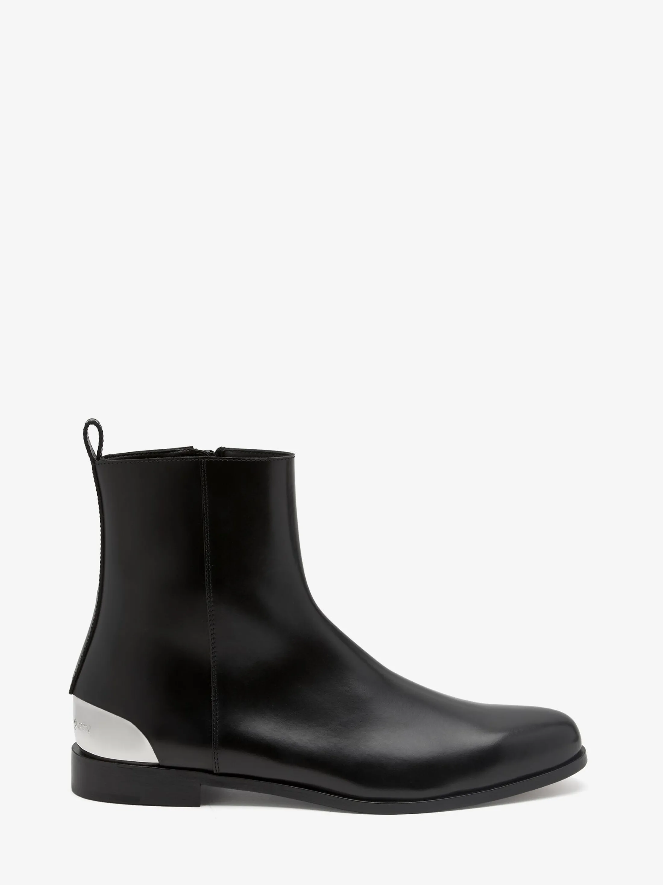 Discount Alexander McQueen Men's Metal Heel Boot in Black/Silver