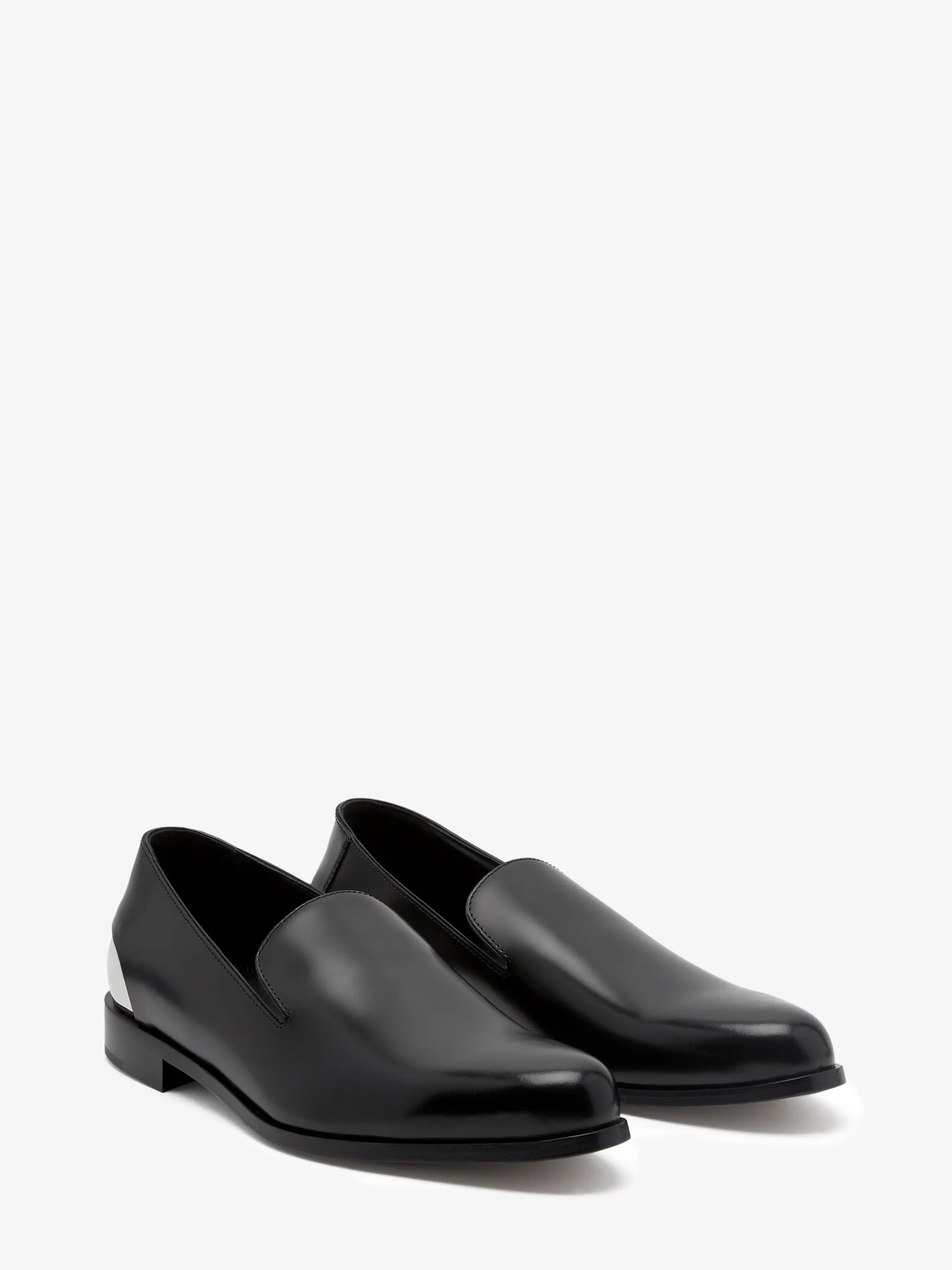 New Alexander McQueen Men's Metal Heel Slipper in Black/Silver