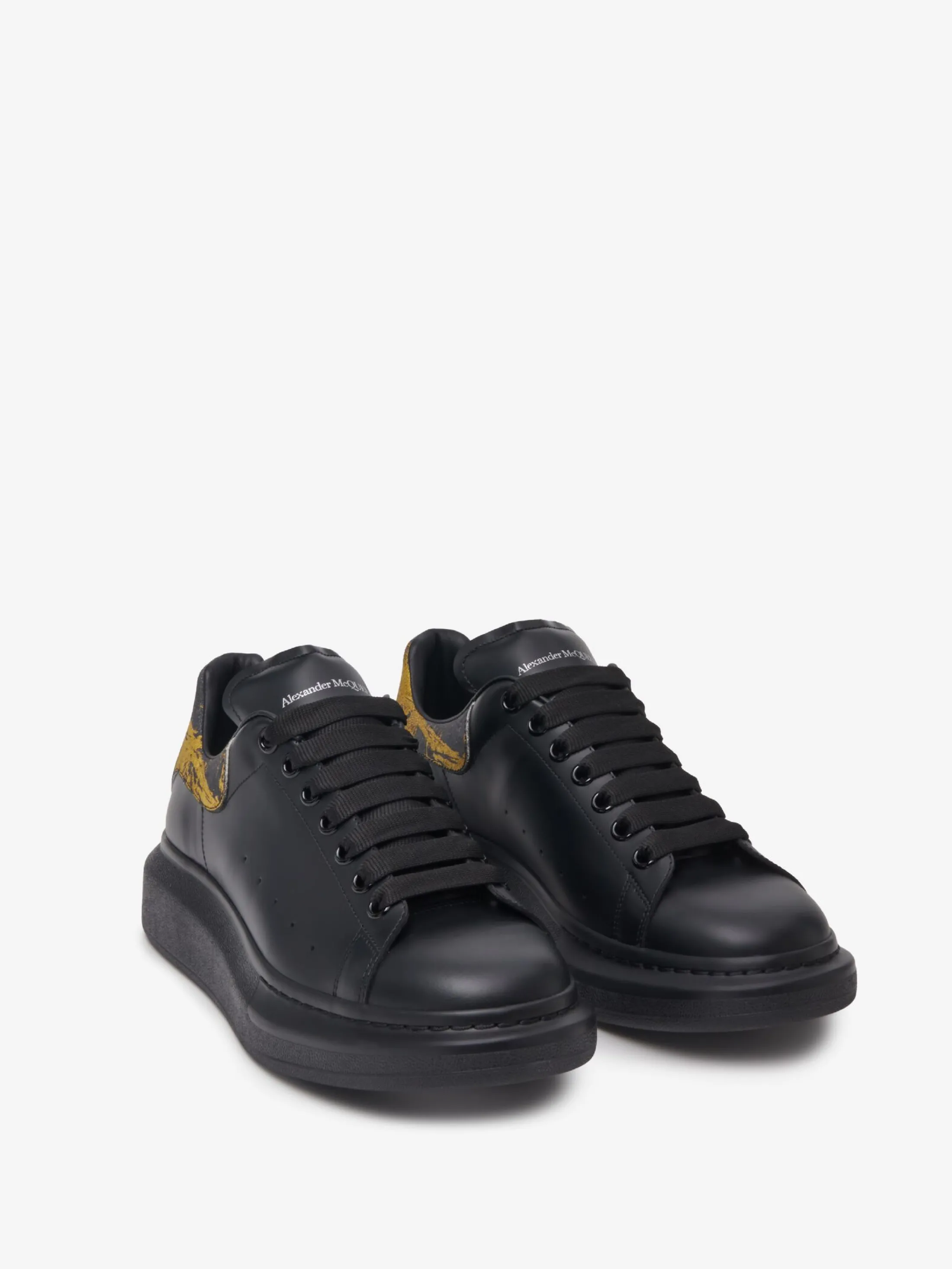 Sale Alexander McQueen Men's Oversized Sneaker in Black/ Gold