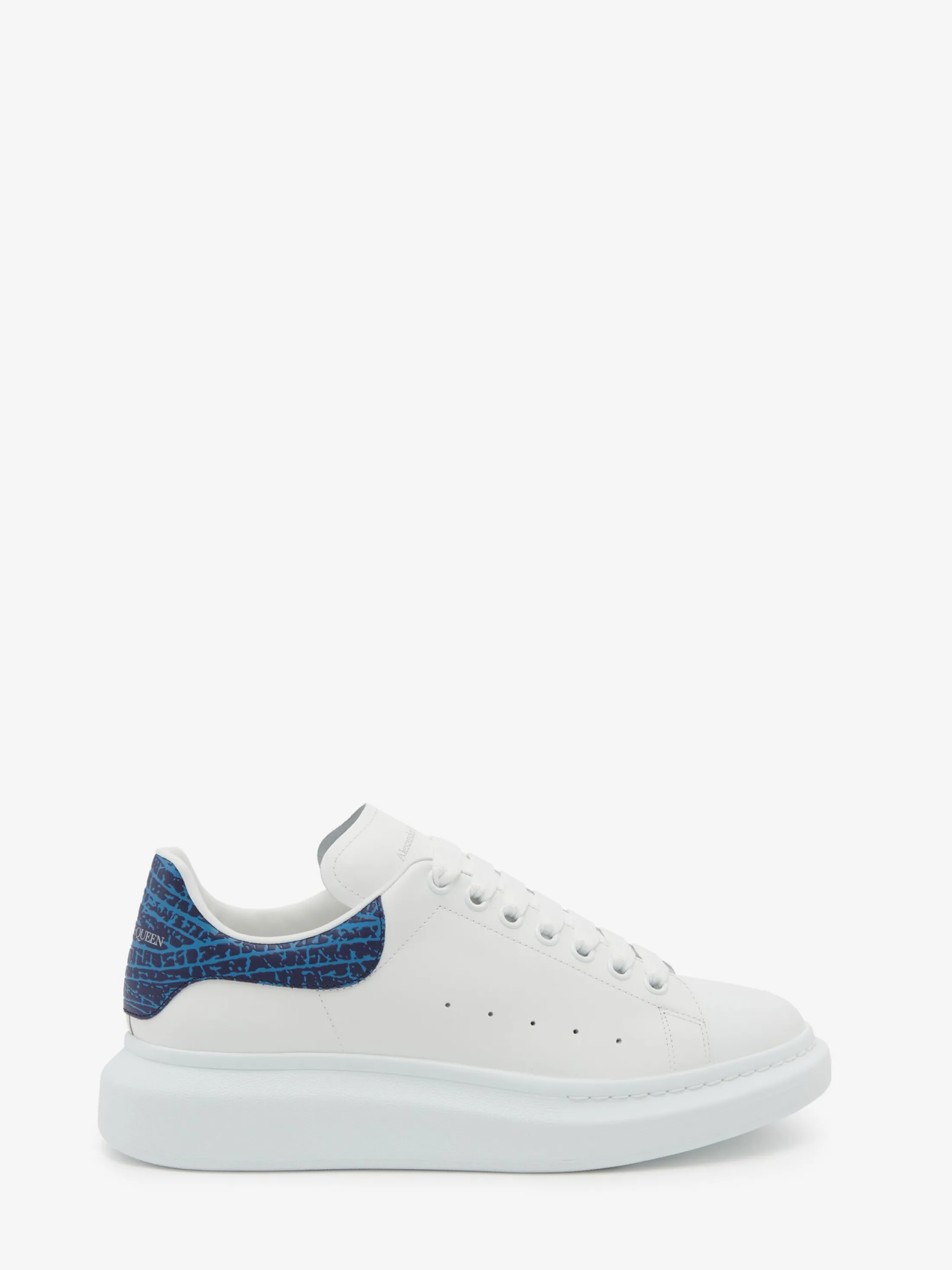 Clearance Alexander McQueen Men's Oversized Sneaker in White/Lapis Blue