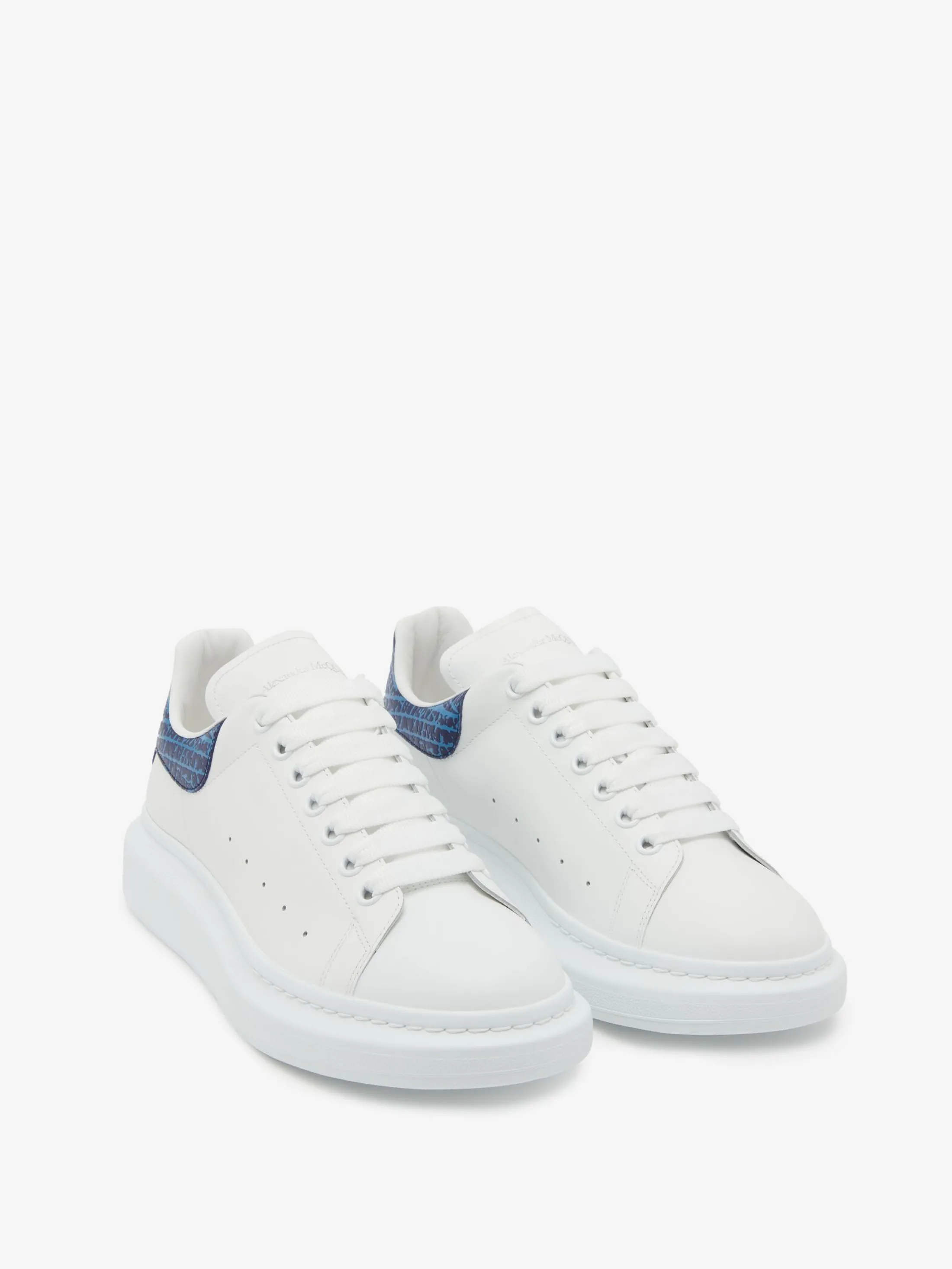 Clearance Alexander McQueen Men's Oversized Sneaker in White/Lapis Blue