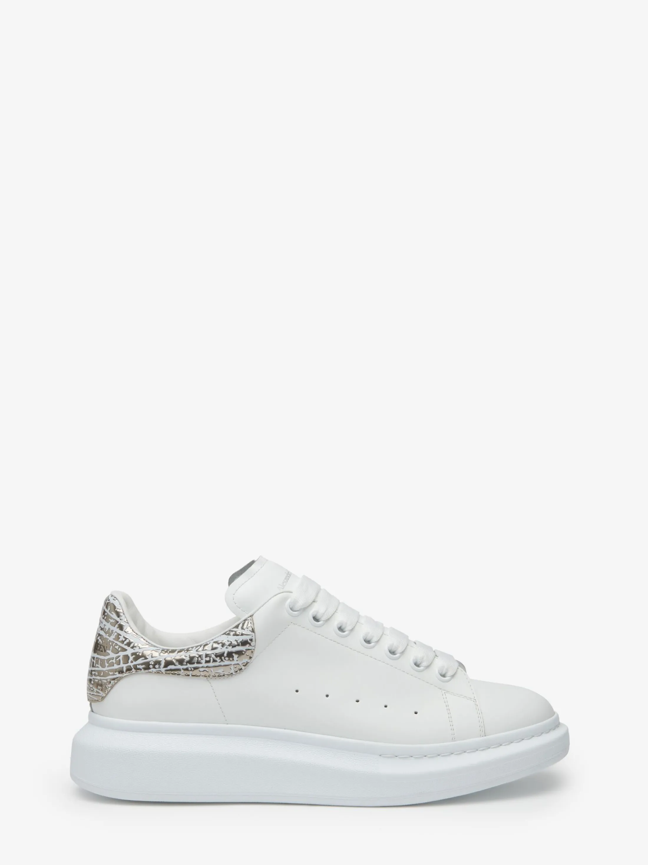 Cheap Alexander McQueen Men's Oversized Sneaker in White/Silver