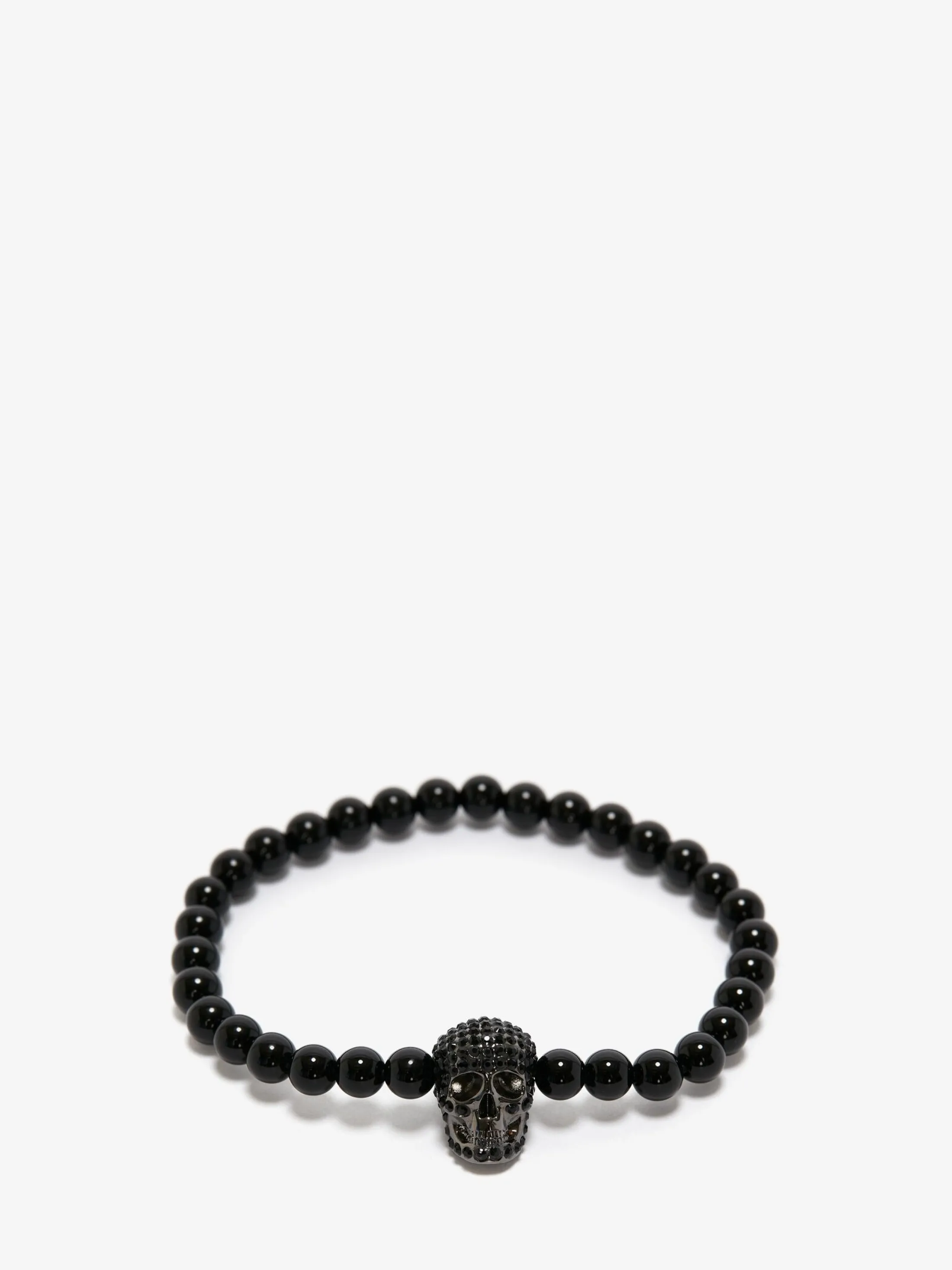 Discount Alexander McQueen Men's Pavé Skull Beaded Bracelet in Black