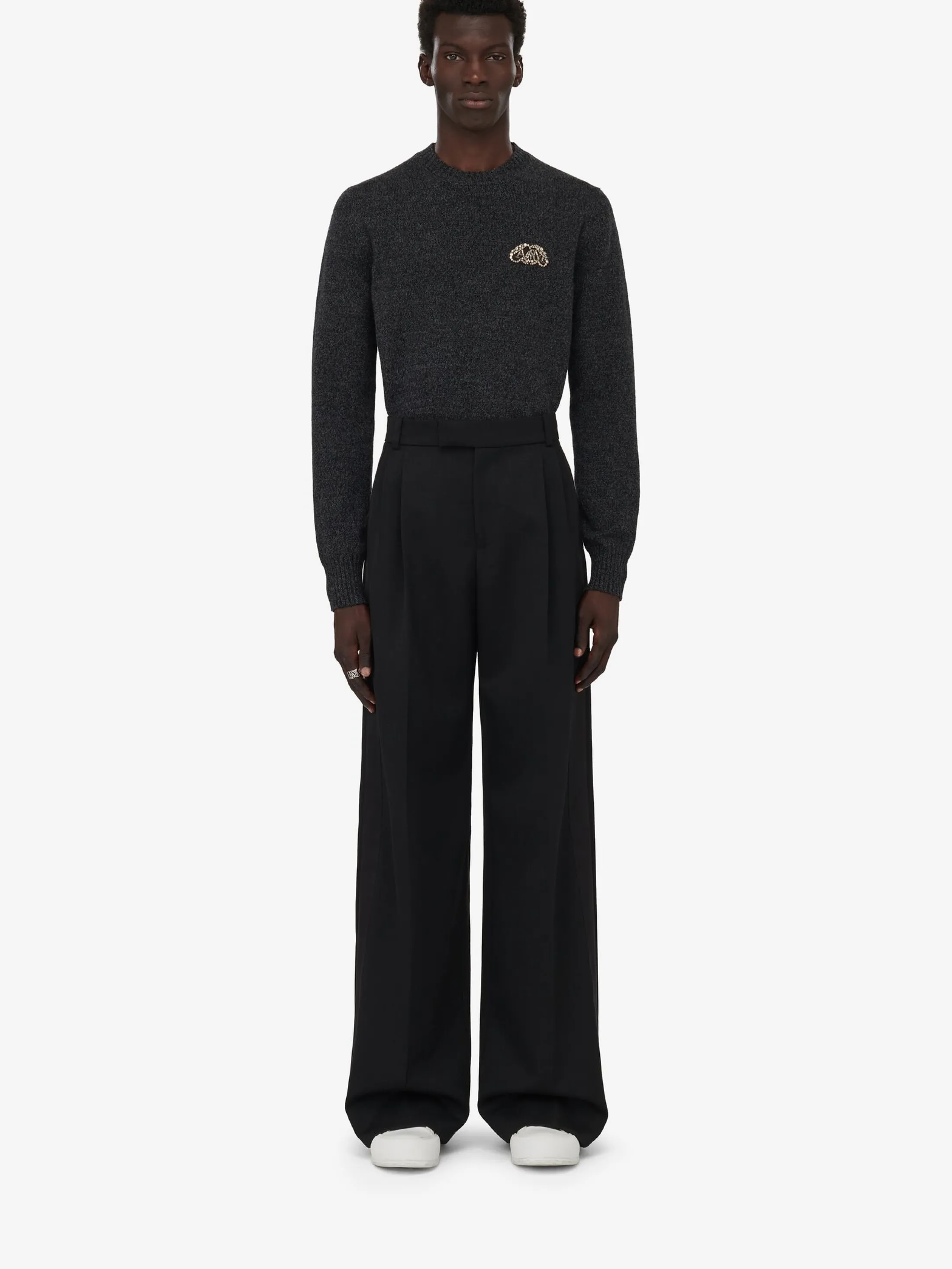 Hot Alexander McQueen Men's Pleated Baggy Trousers in Black