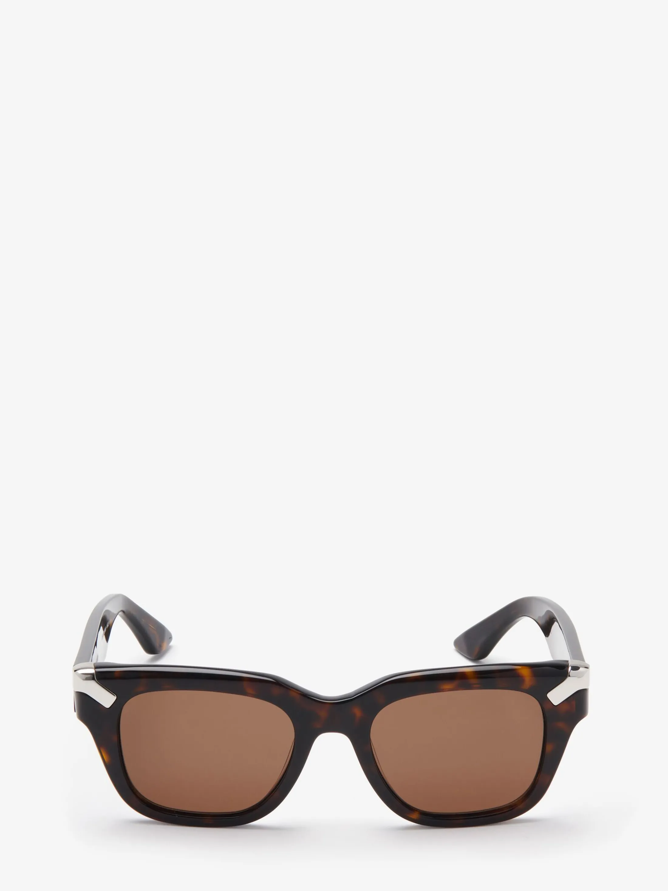 Shop Alexander McQueen Men's Punk Rivet Square Sunglasses in Havana/Brown