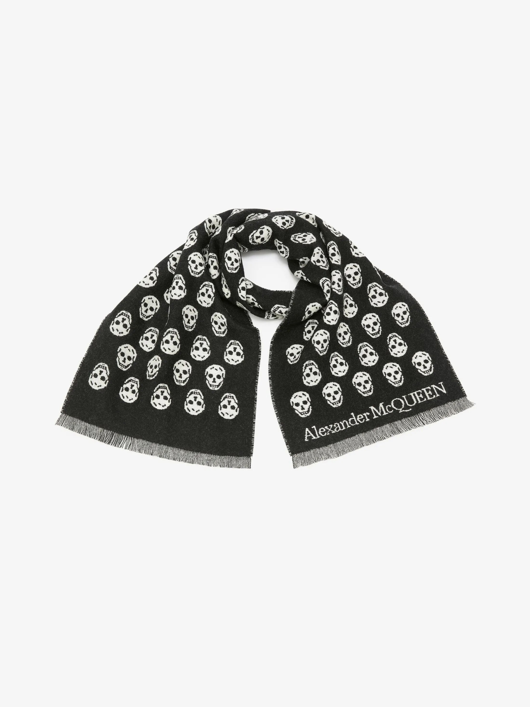 Cheap Alexander McQueen Men's Reversible Skull Scarf in Black/Ivory