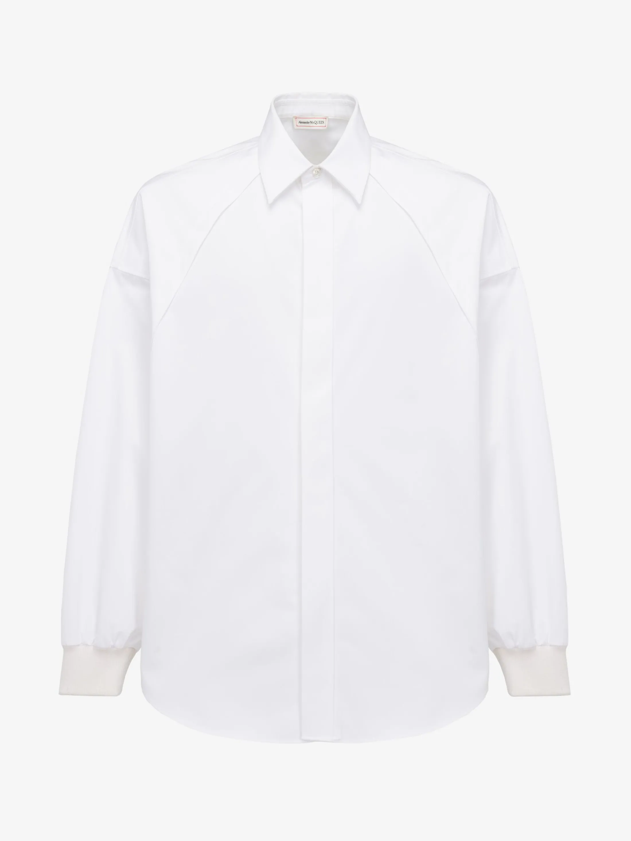 Sale Alexander McQueen Men's Ribbed Cuff Shirt in Optical White